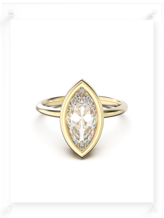YNB Marquise Diamond & Moissanite Bezel Ring