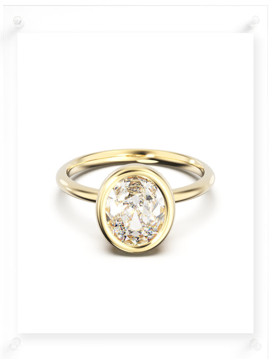 YNB Oval Diamond & Moissanite Bezel Ring