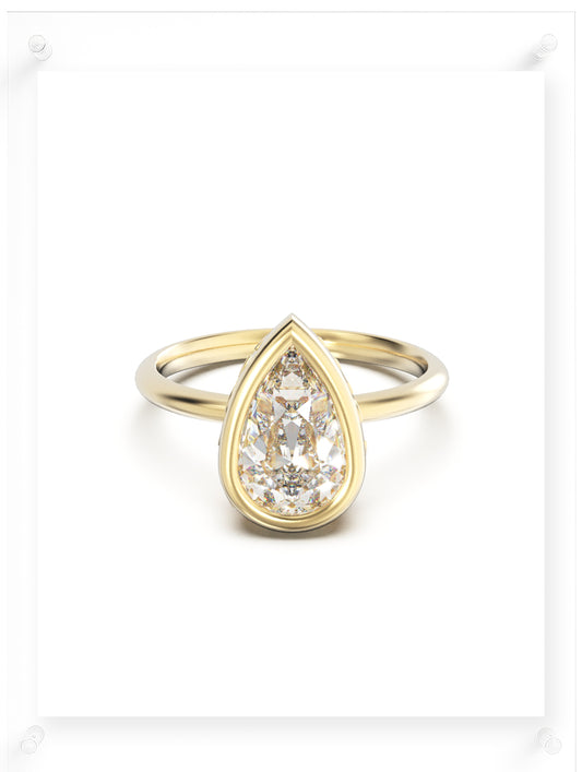 YNB Pear Diamond & Moissanite Bezel Ring