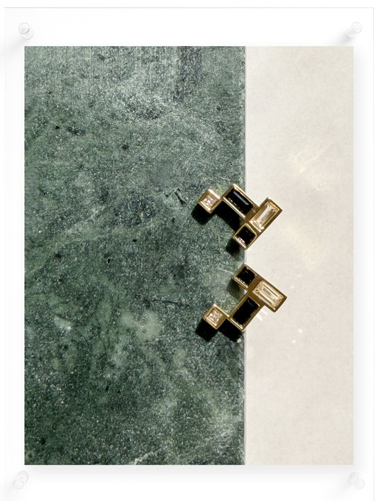 Gentle Mind Onyx Earring - 18k Plated Gold (Pair)