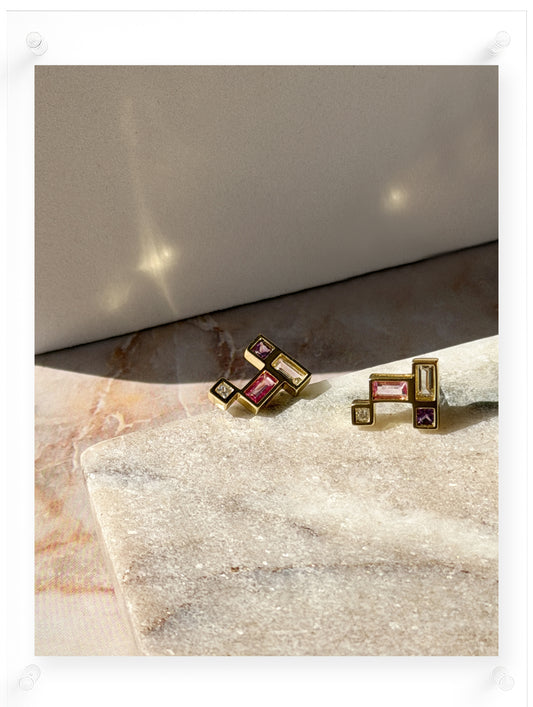 Gentle Mind Pink Sapphire Earring - 18k Plated Gold (Pair)