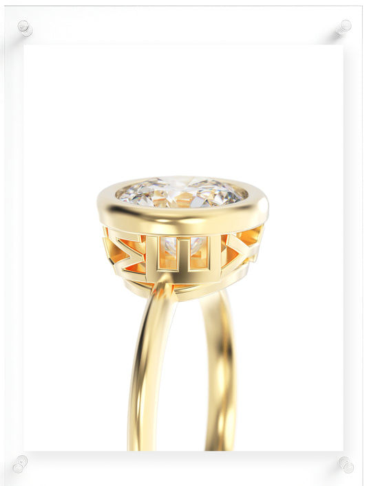 YNB Round Diamond & Moissanite Bezel Ring