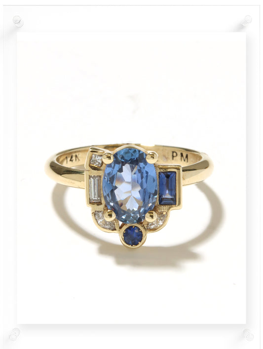Bauhaus Asymmetry Blue Sapphire Ring
