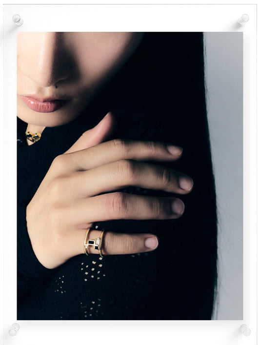 Gentle Mind Black Onyx Ring - 14k Plated Gold