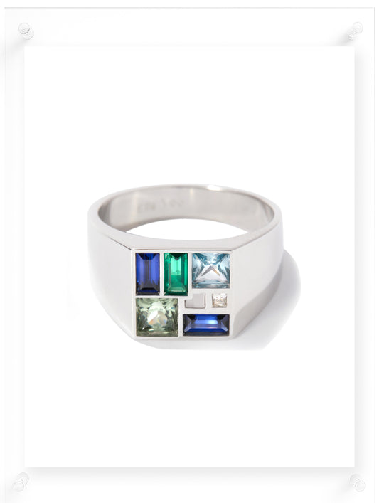 Men's Poetic Mind Blue Sapphire Ring - Sterling Silver