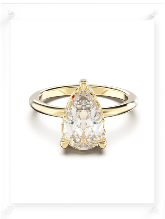 YNB Pear Diamond & Moissanite Ring