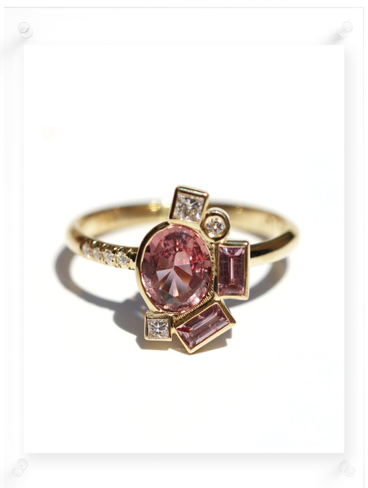Bauhaus Sophisticated Pink Sapphire Ring
