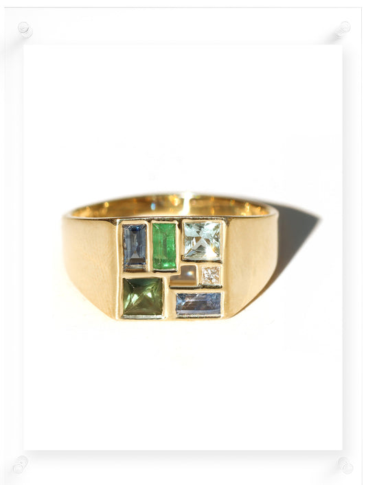 Men's Poetic Mind Blue Sapphire Ring - 14k Yellow Gold