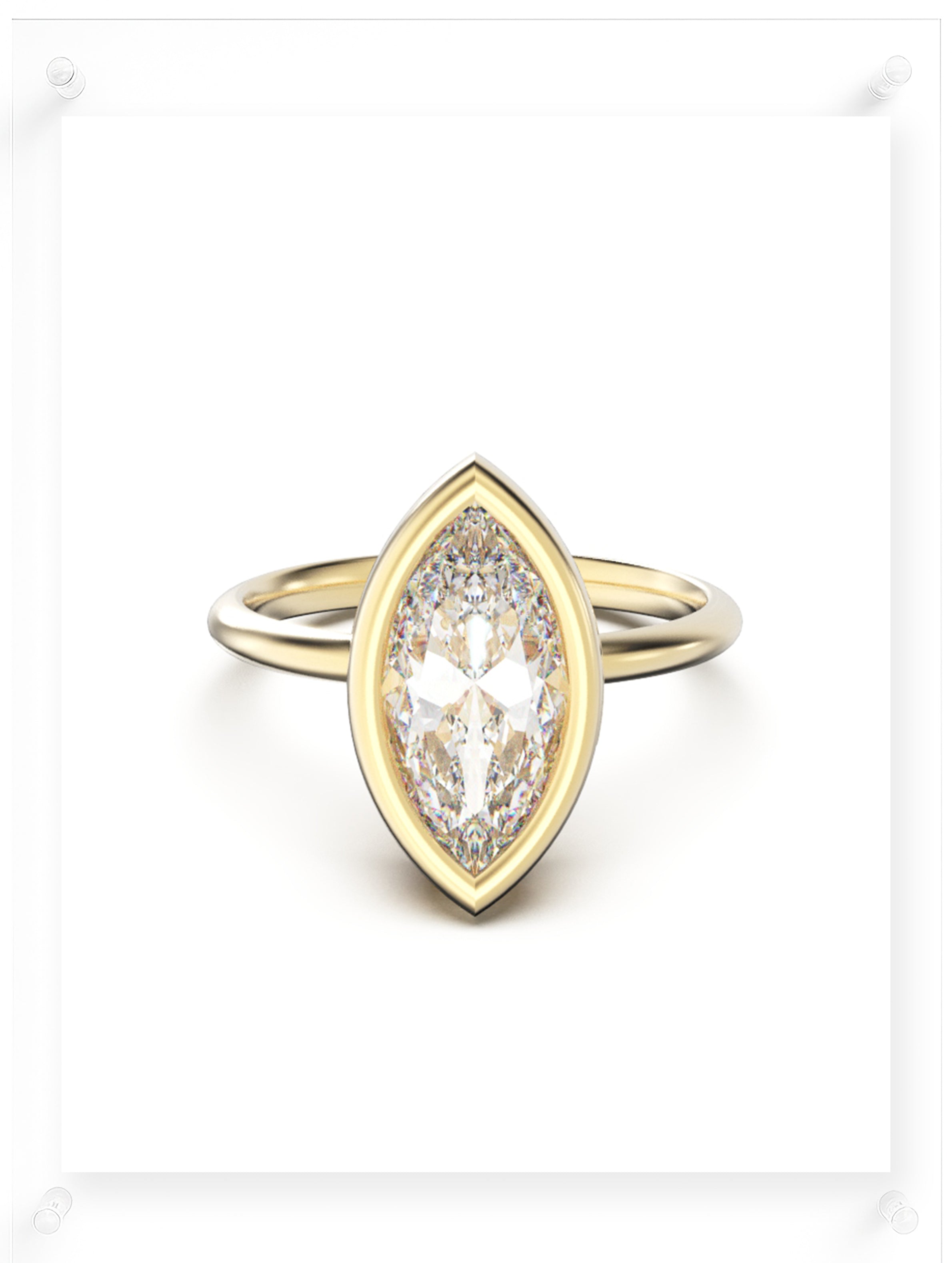 YNB Marquise Diamond & Moissanite Bezel Ring
