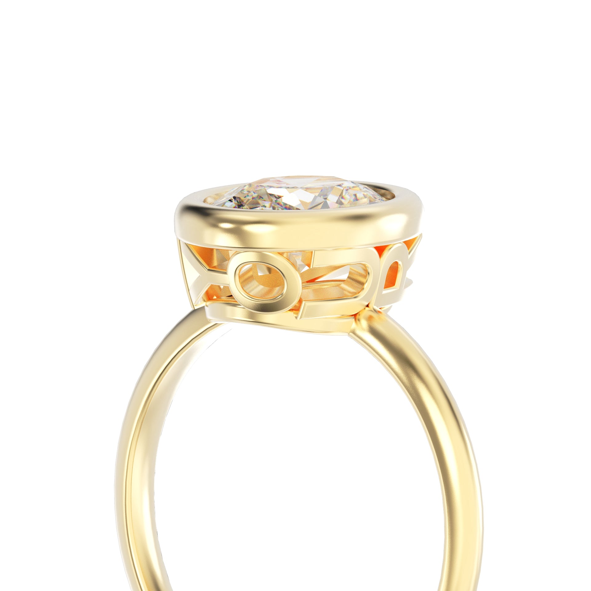 YNB Oval Diamond & Moissanite Bezel Ring