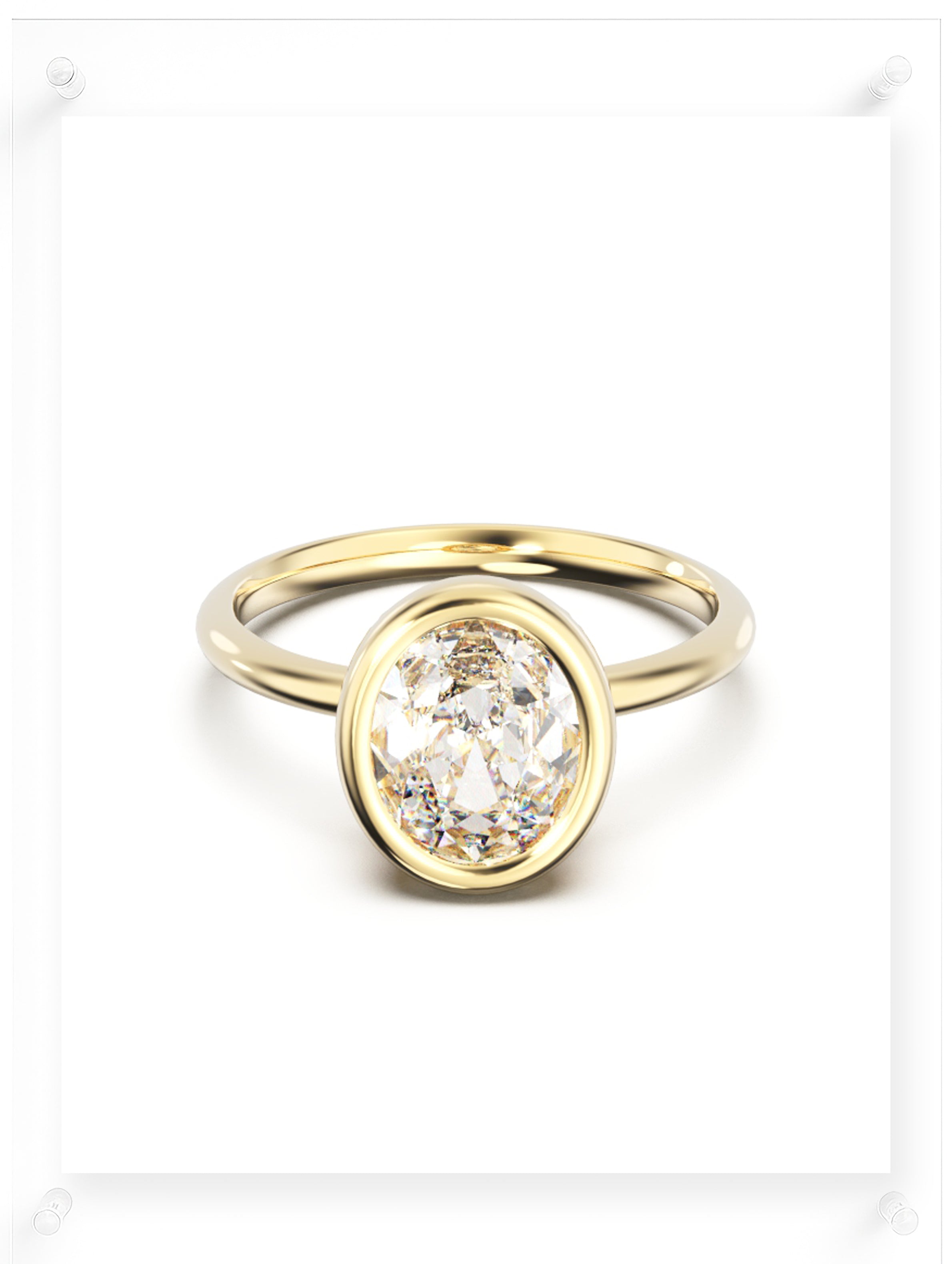 YNB Oval Diamond & Moissanite Bezel Ring