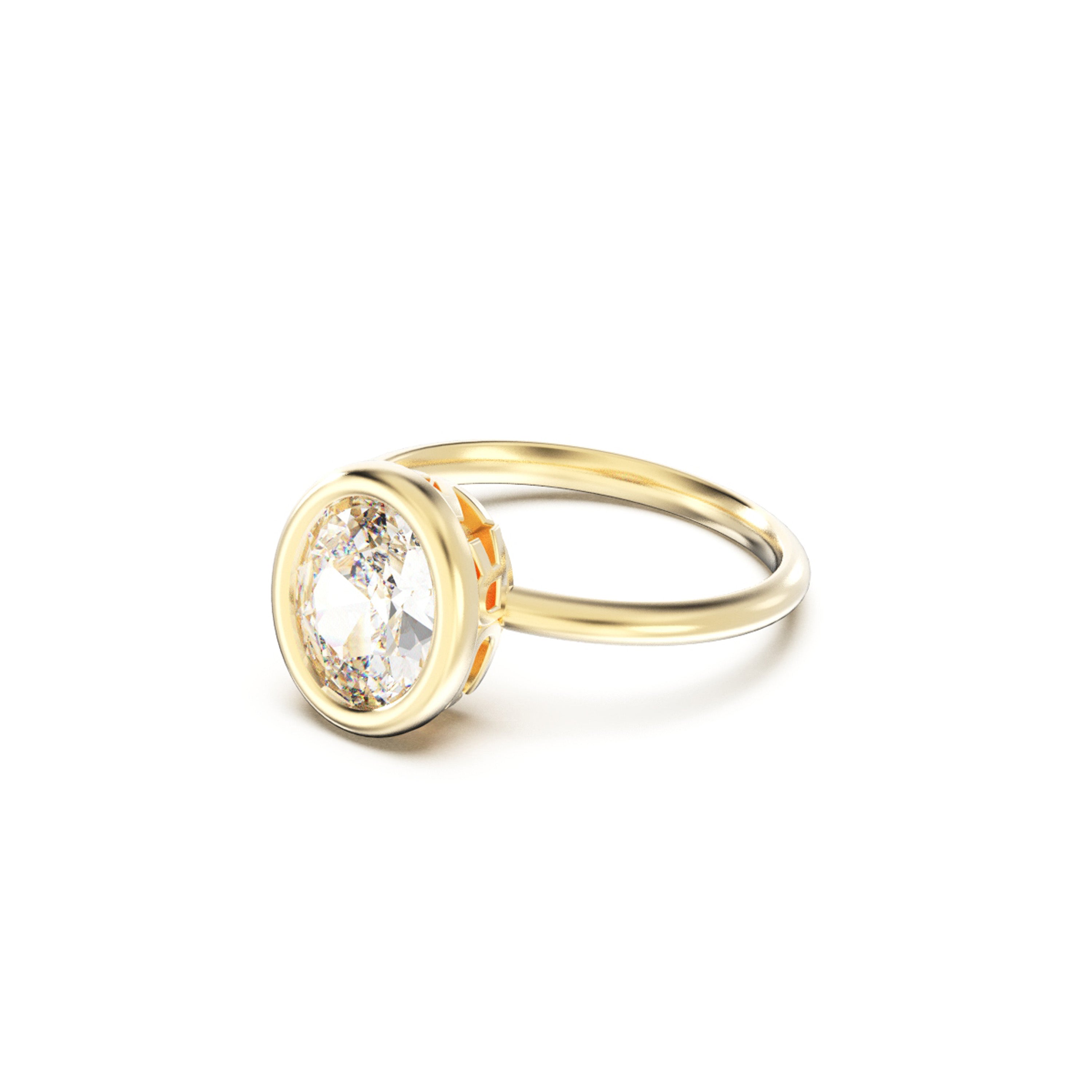 YNB Oval Diamond & Moissanite Bezel Ring