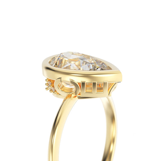 YNB Pear Diamond & Moissanite Bezel Ring