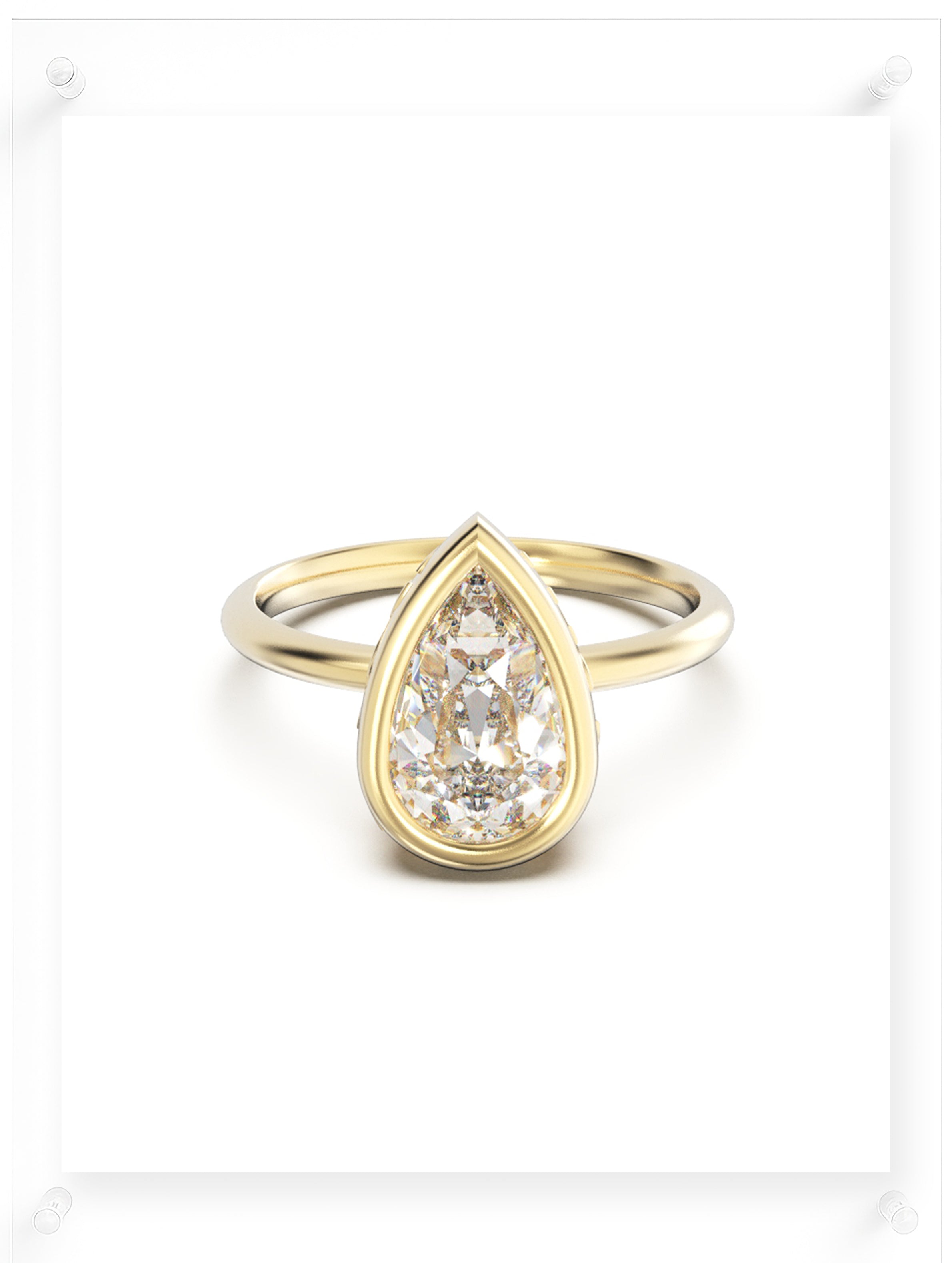 YNB Pear Diamond & Moissanite Bezel Ring