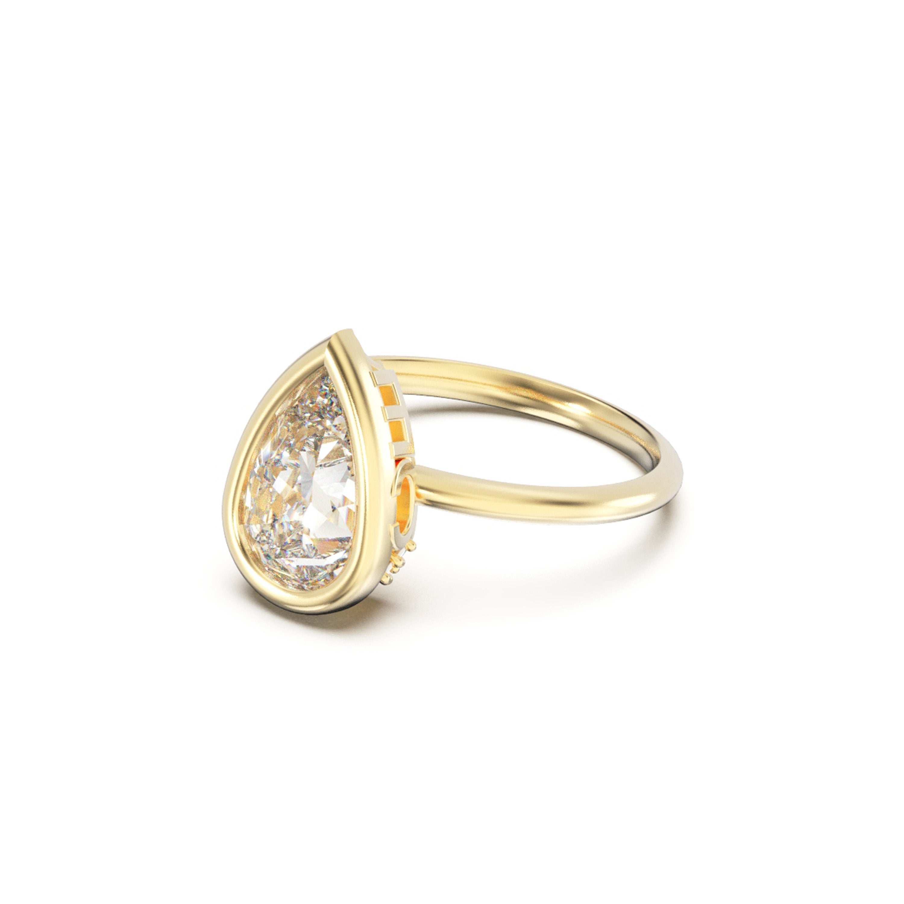 YNB Pear Diamond & Moissanite Bezel Ring
