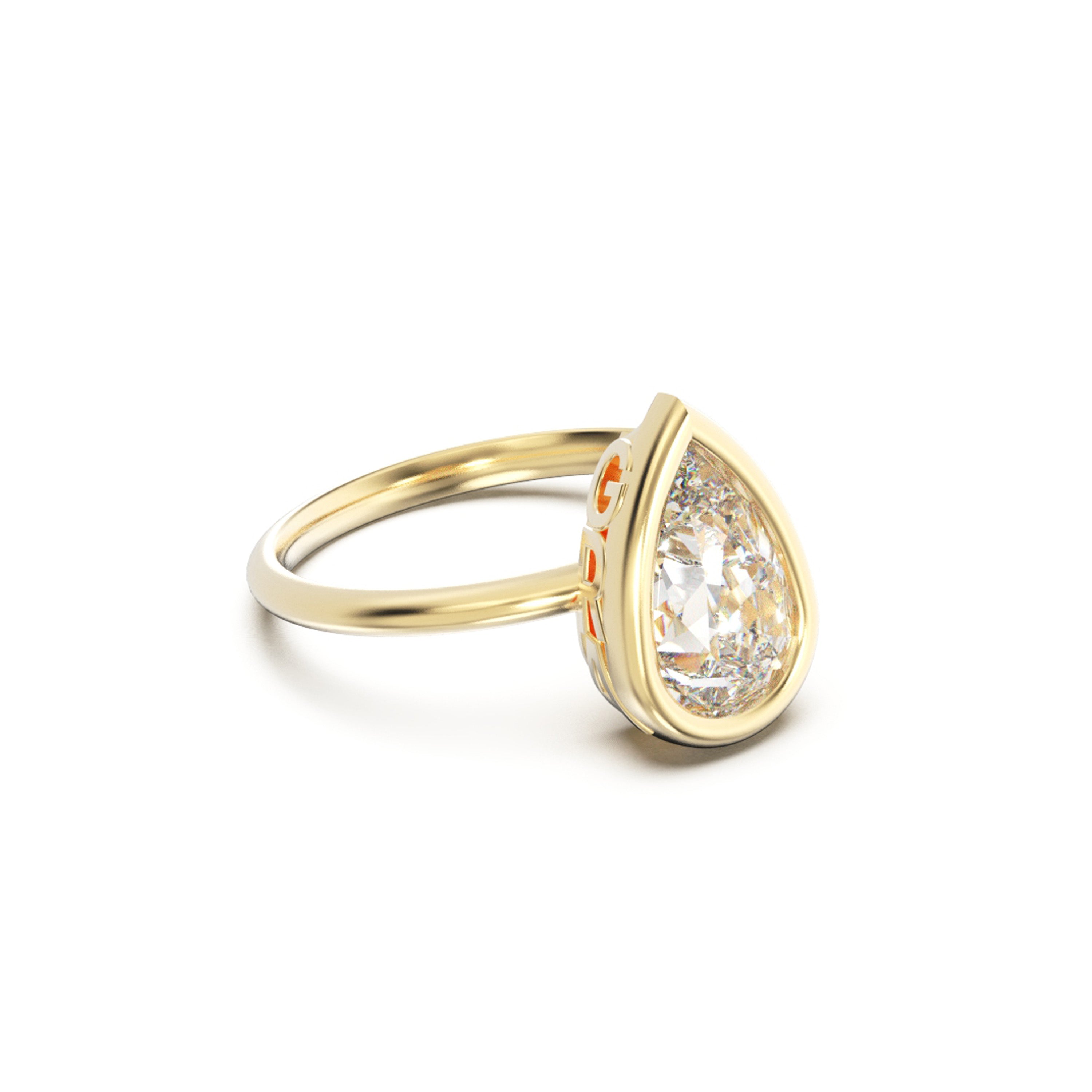 YNB Pear Diamond & Moissanite Bezel Ring