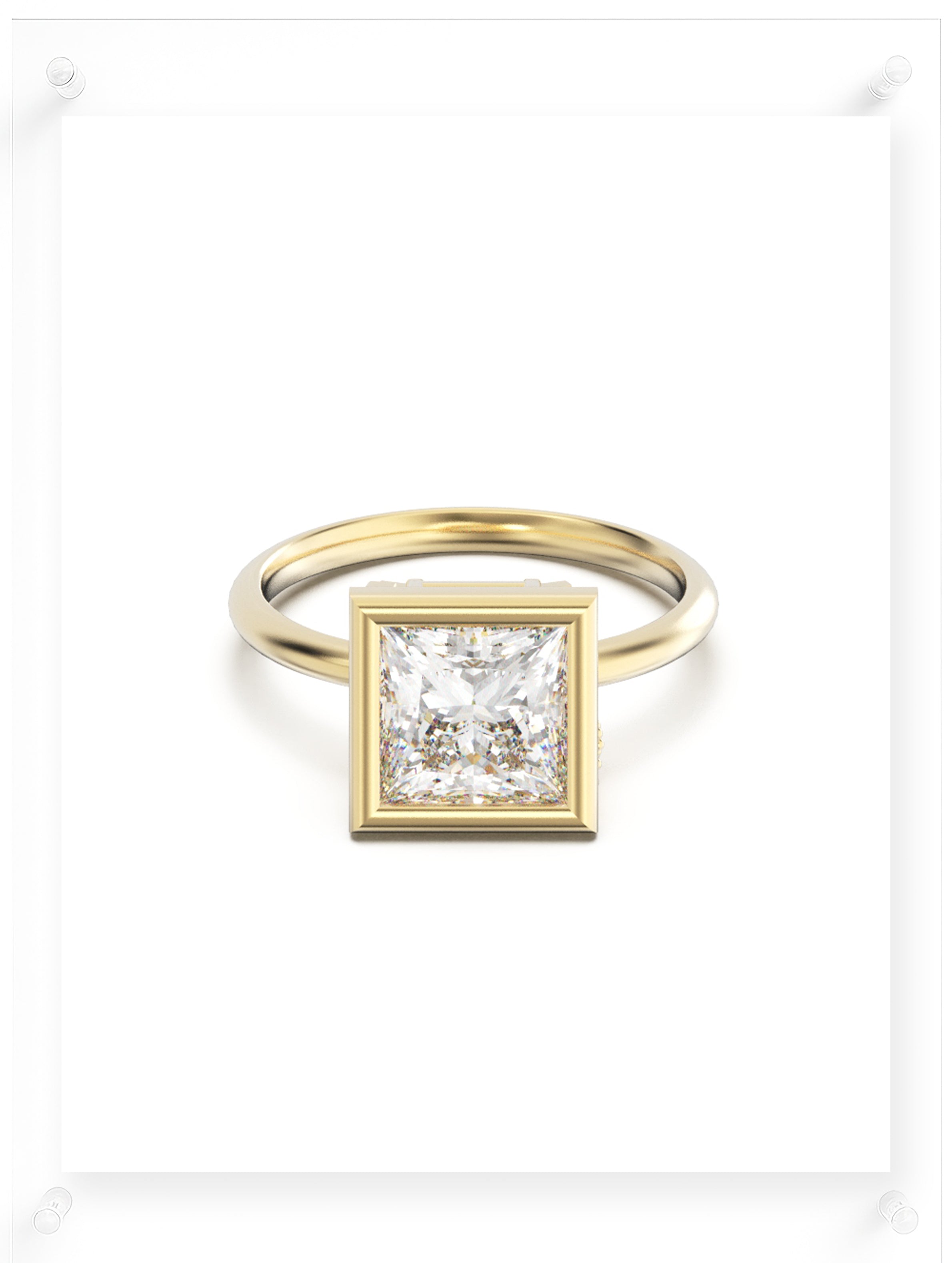 YNB Princess Diamond & Moissanite Bezel Ring