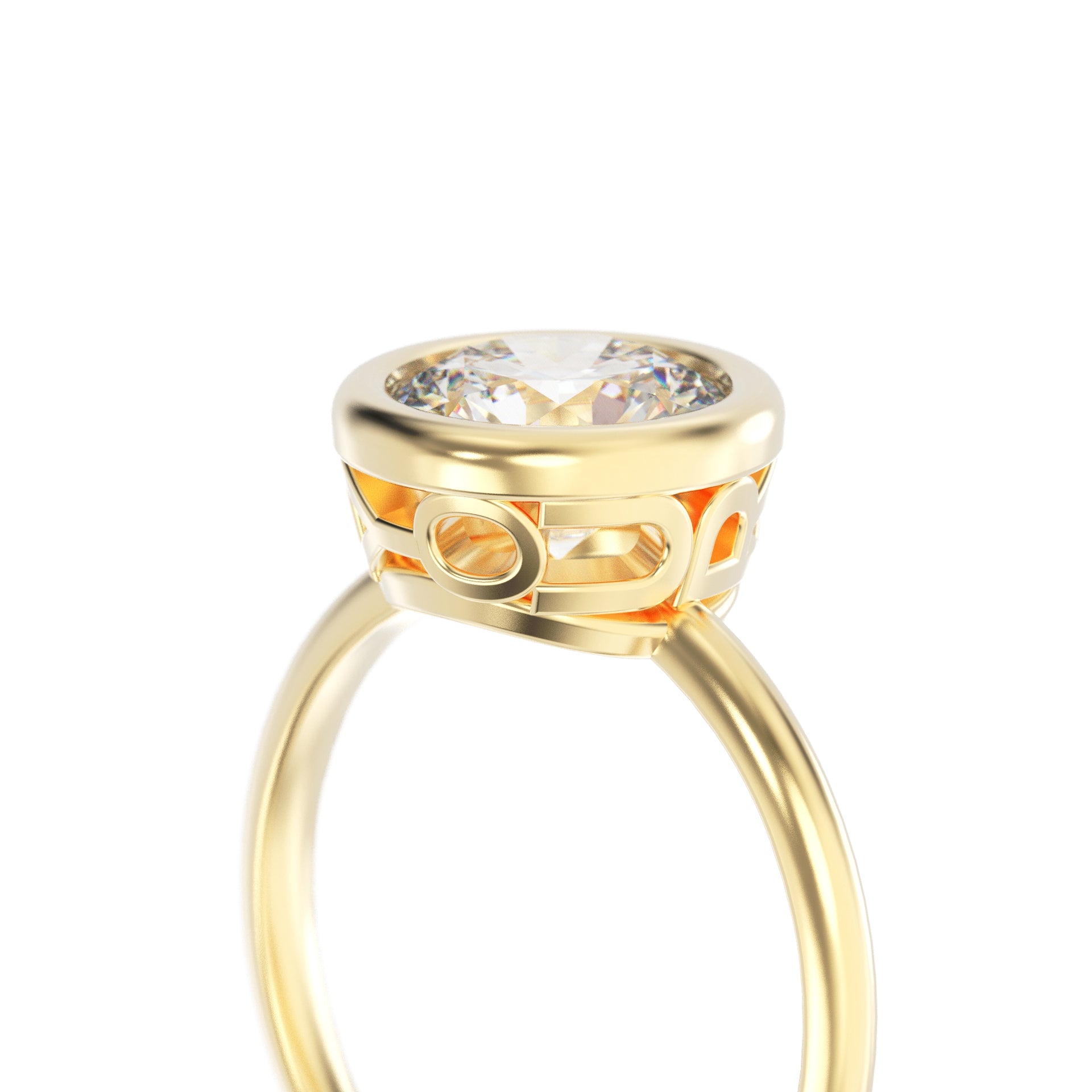 YNB Round Diamond & Moissanite Bezel Ring