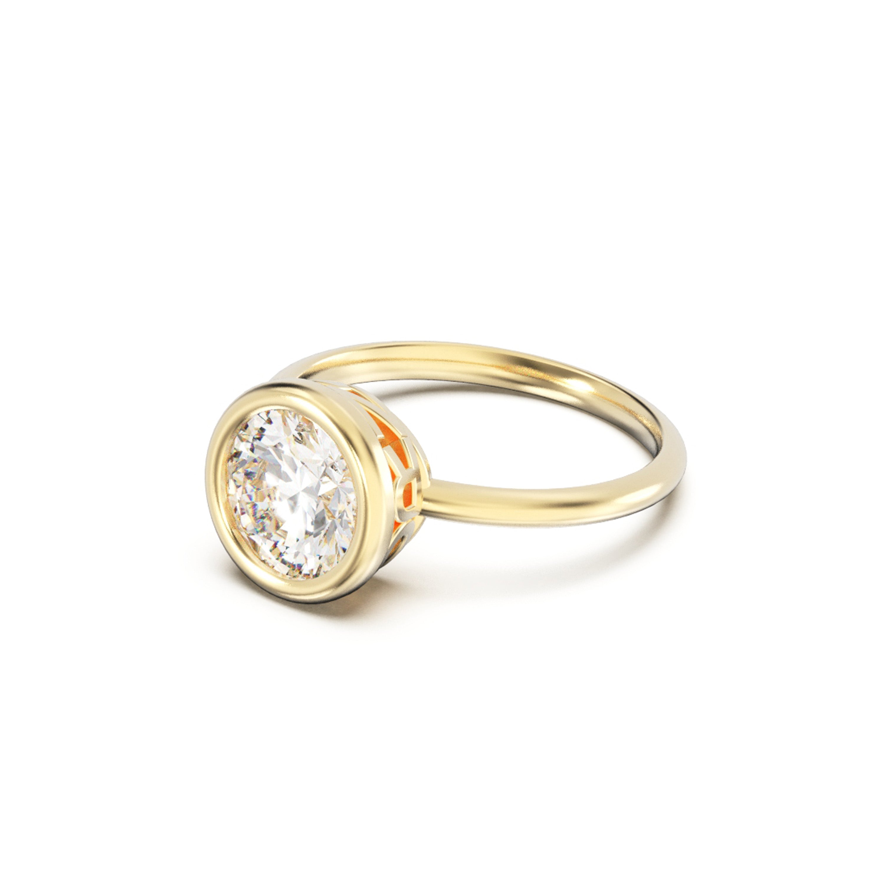 YNB Round Diamond & Moissanite Bezel Ring