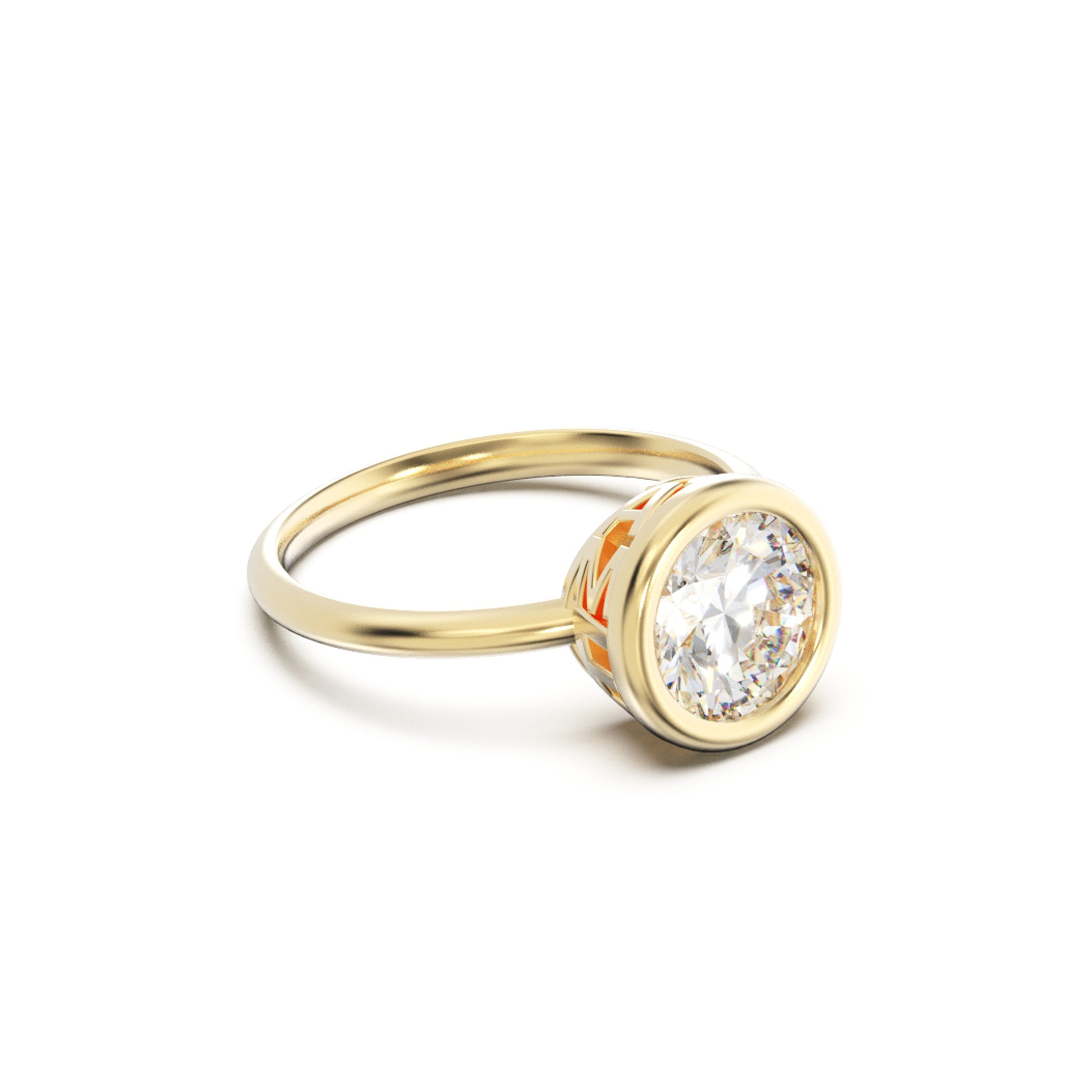 YNB Round Diamond & Moissanite Bezel Ring