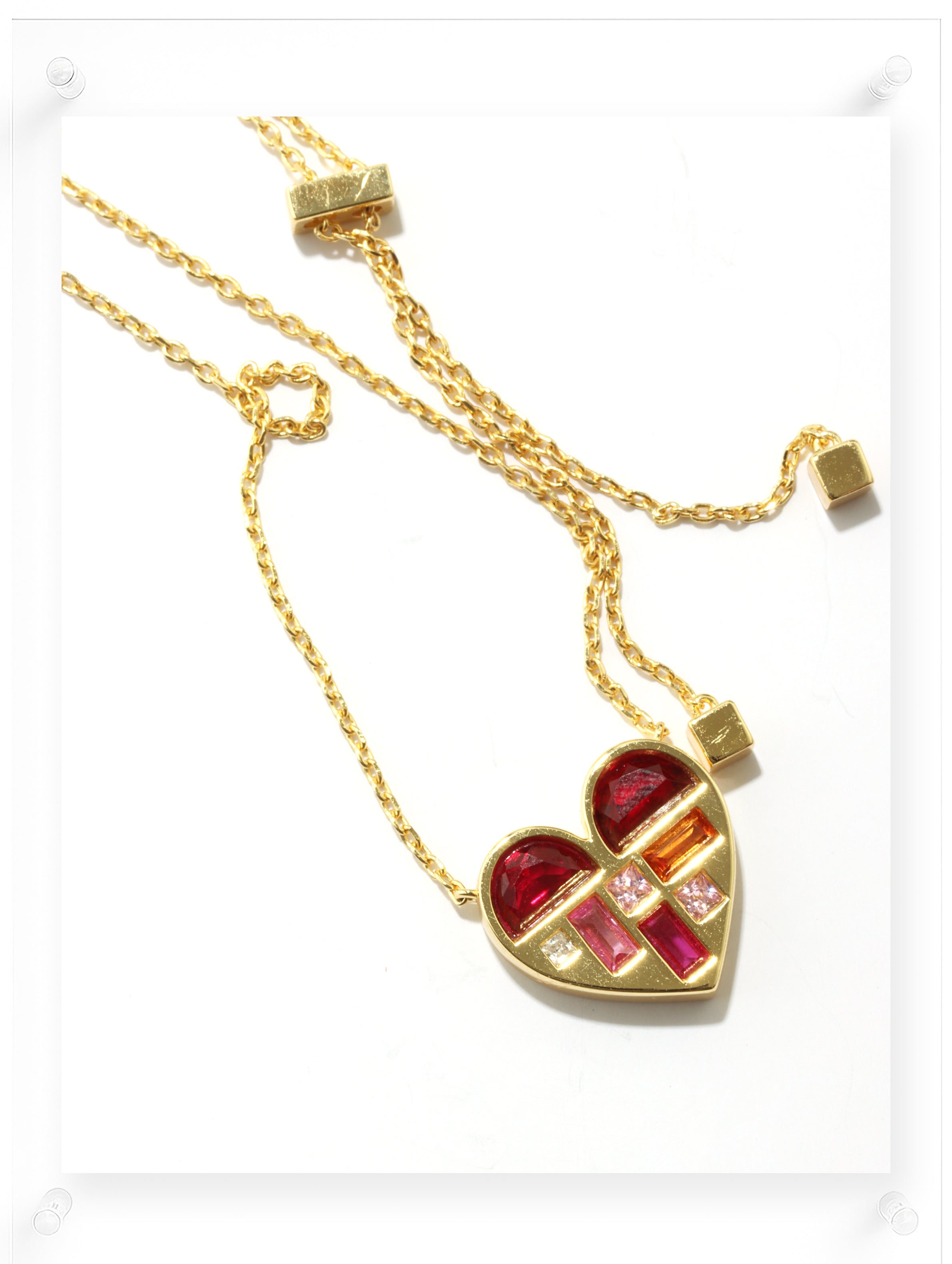 Poetic Heart Ruby Necklace - 18k Plated Gold