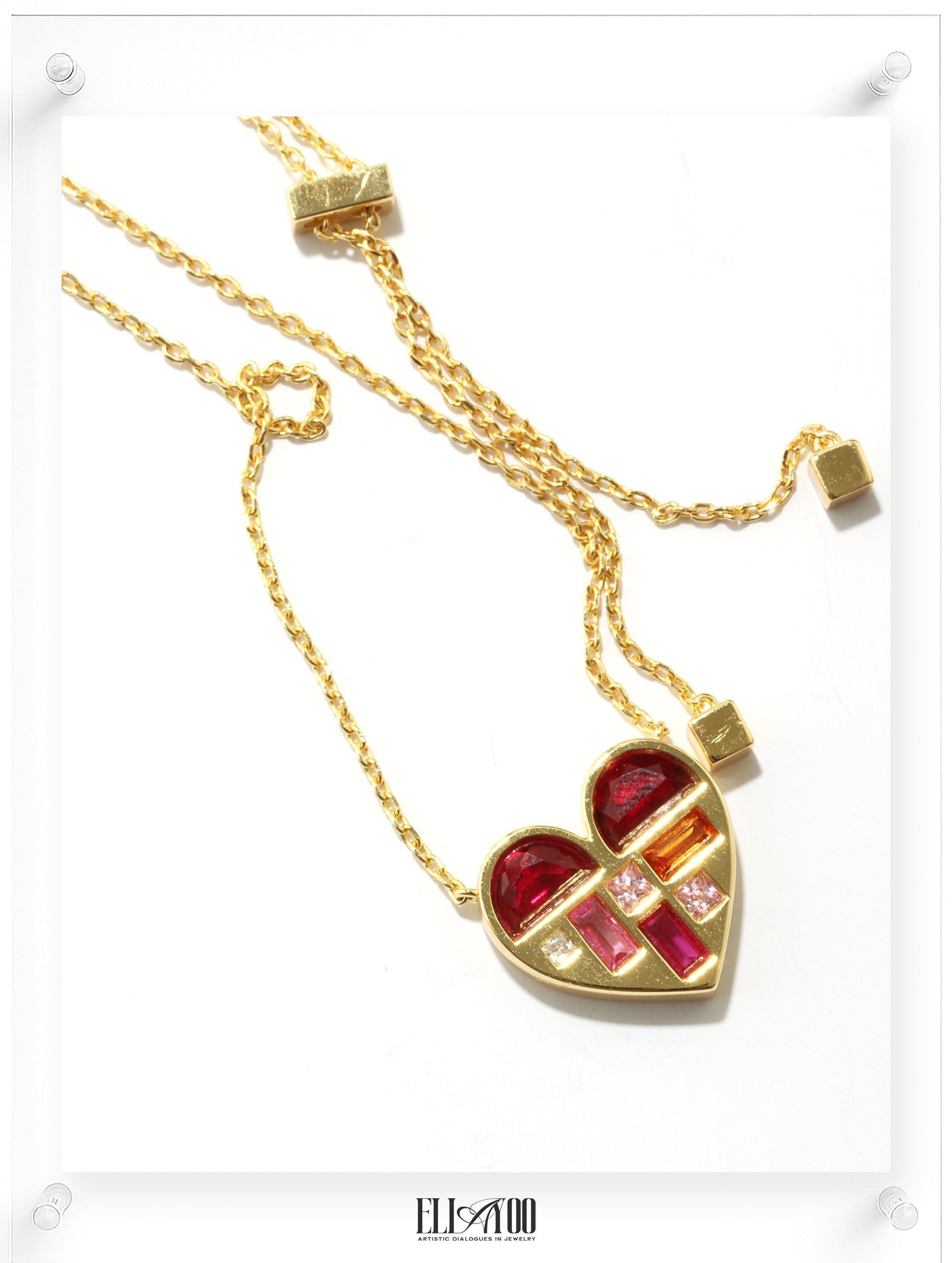 Poetic Heart Ruby Necklace - 18k Plated Gold