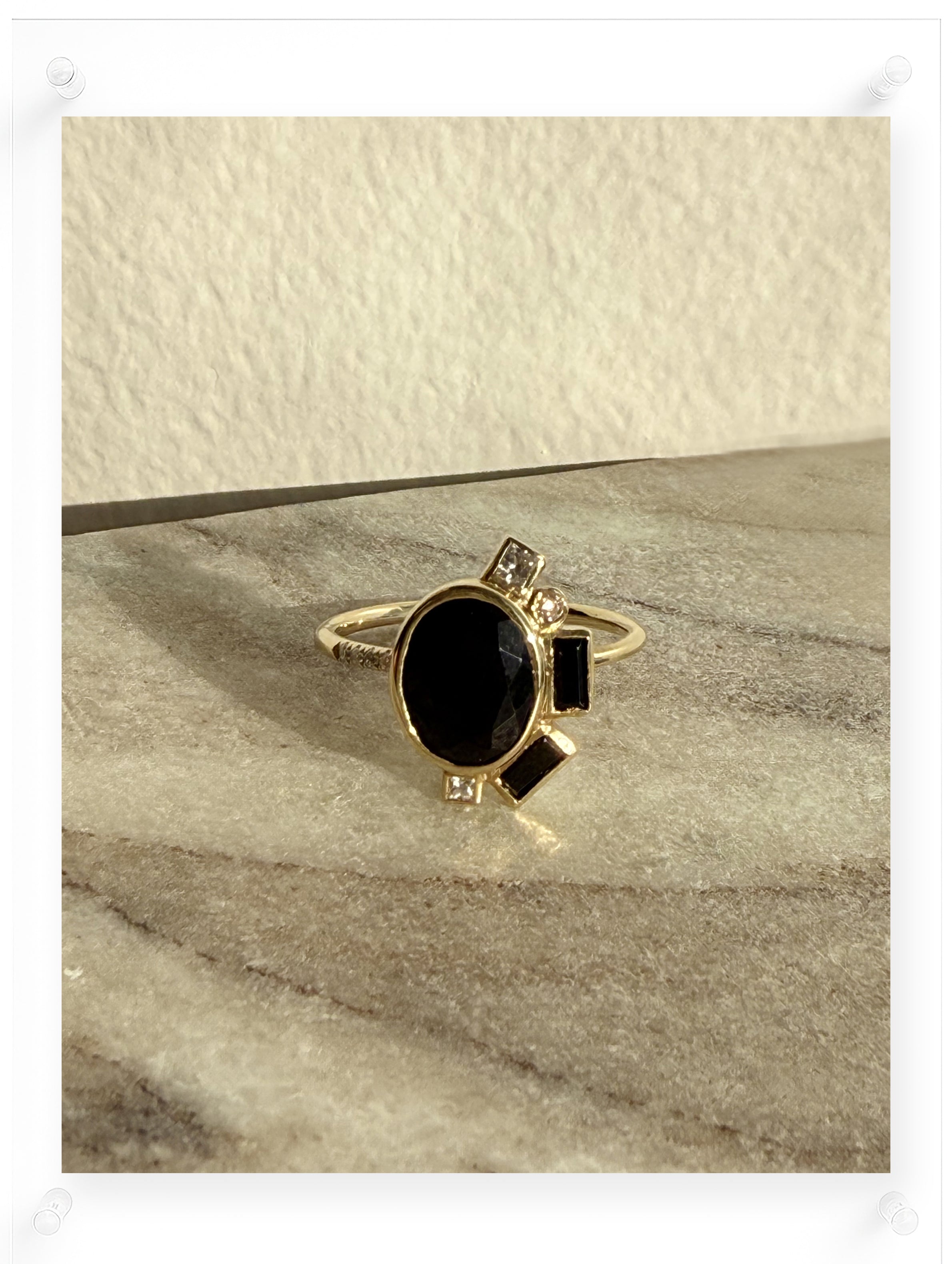 Bauhaus Sophisticated Black Onyx Ring