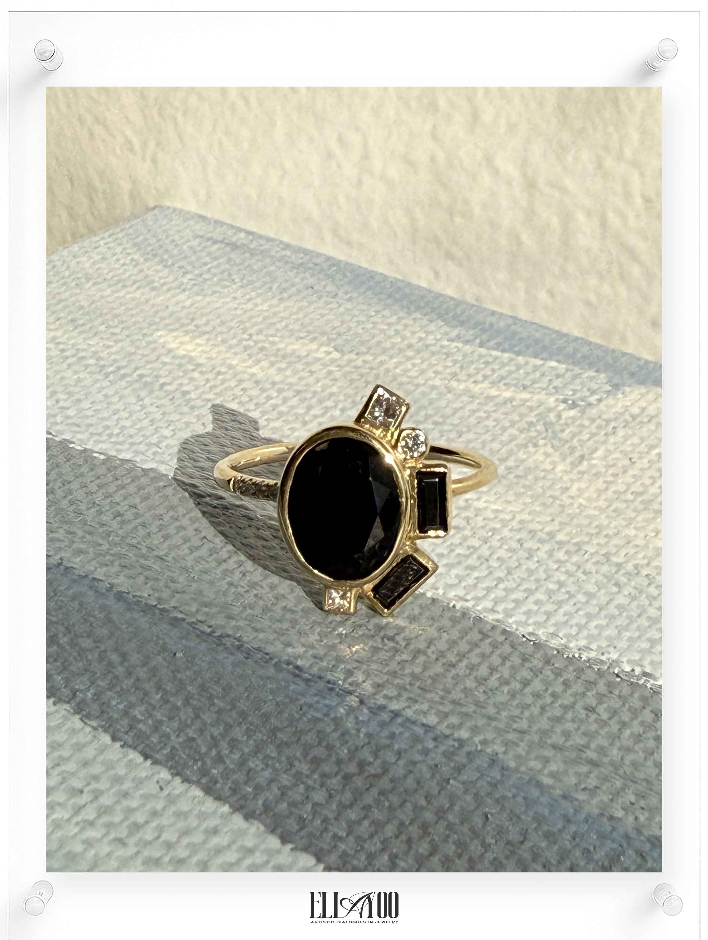 Bauhaus Sophisticated Black Onyx Ring
