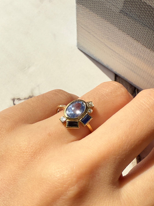 Bauhaus Aether Blue Sapphire Ring