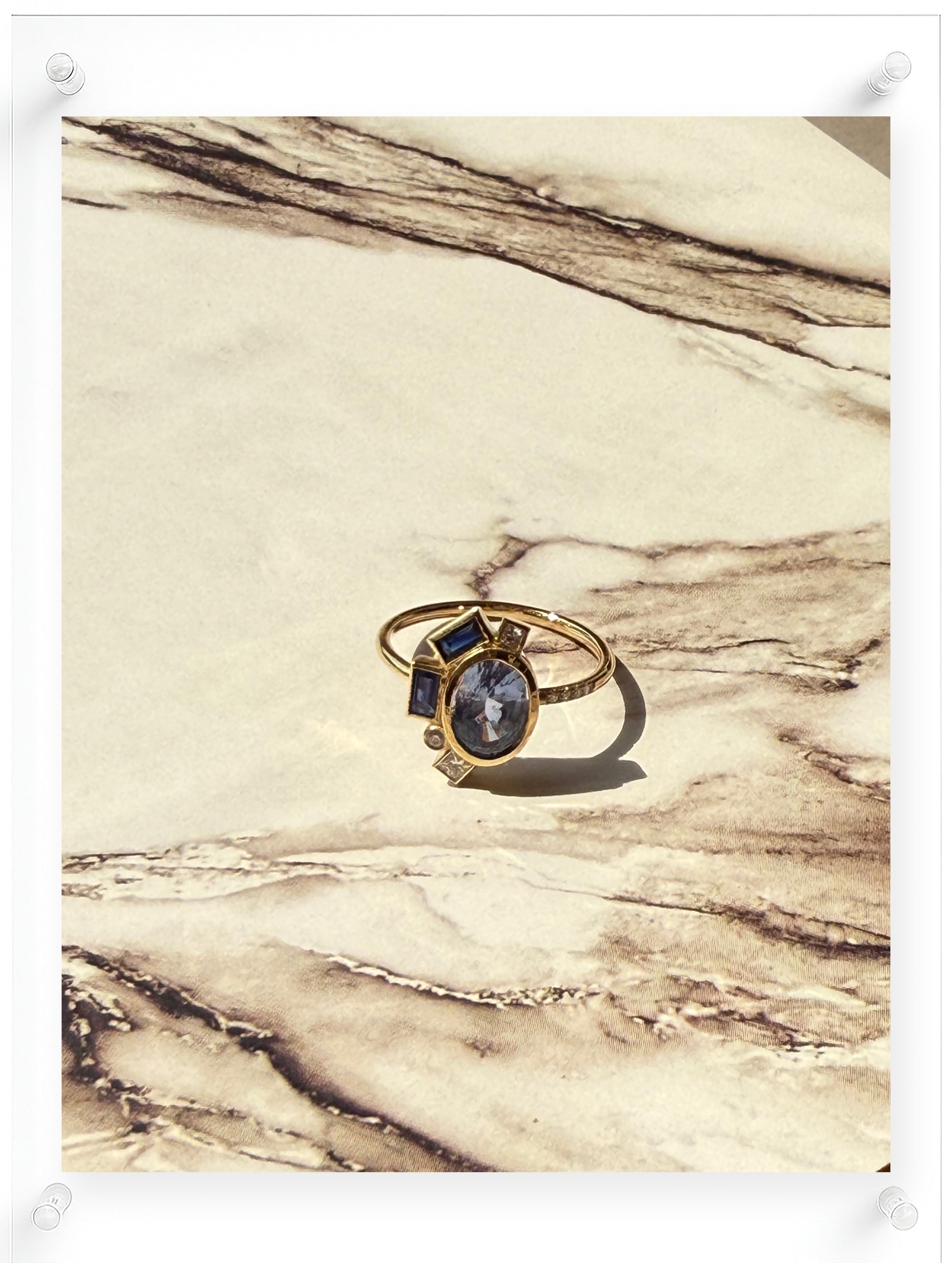 Bauhaus Aether Blue Sapphire Ring