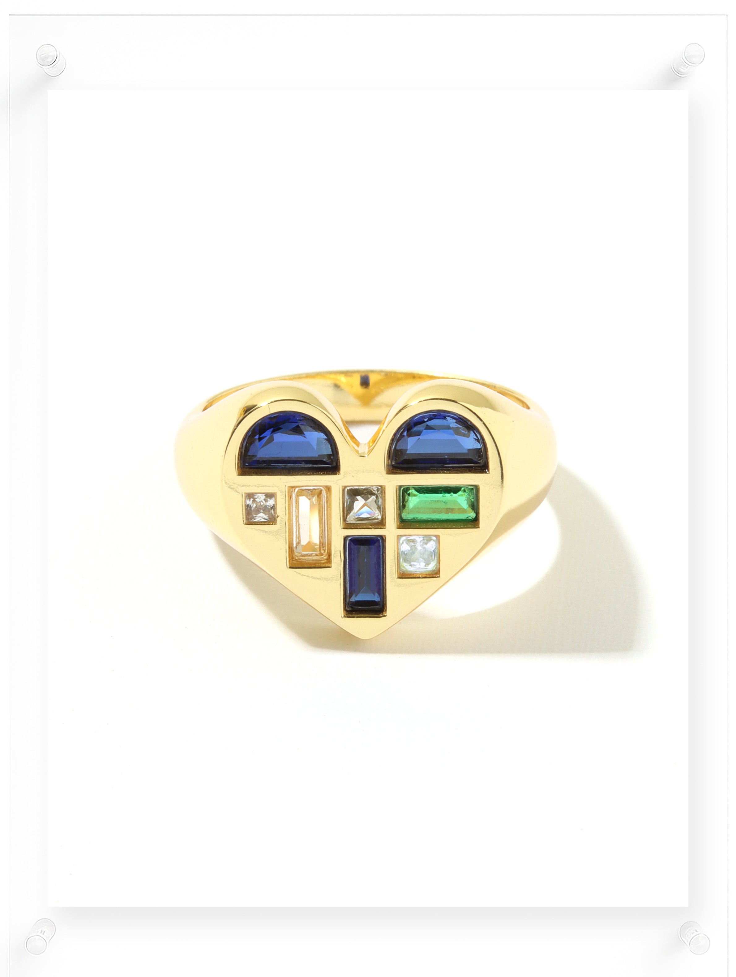 Poetic Heart Blue Sapphire Ring - 14k Plated Gold