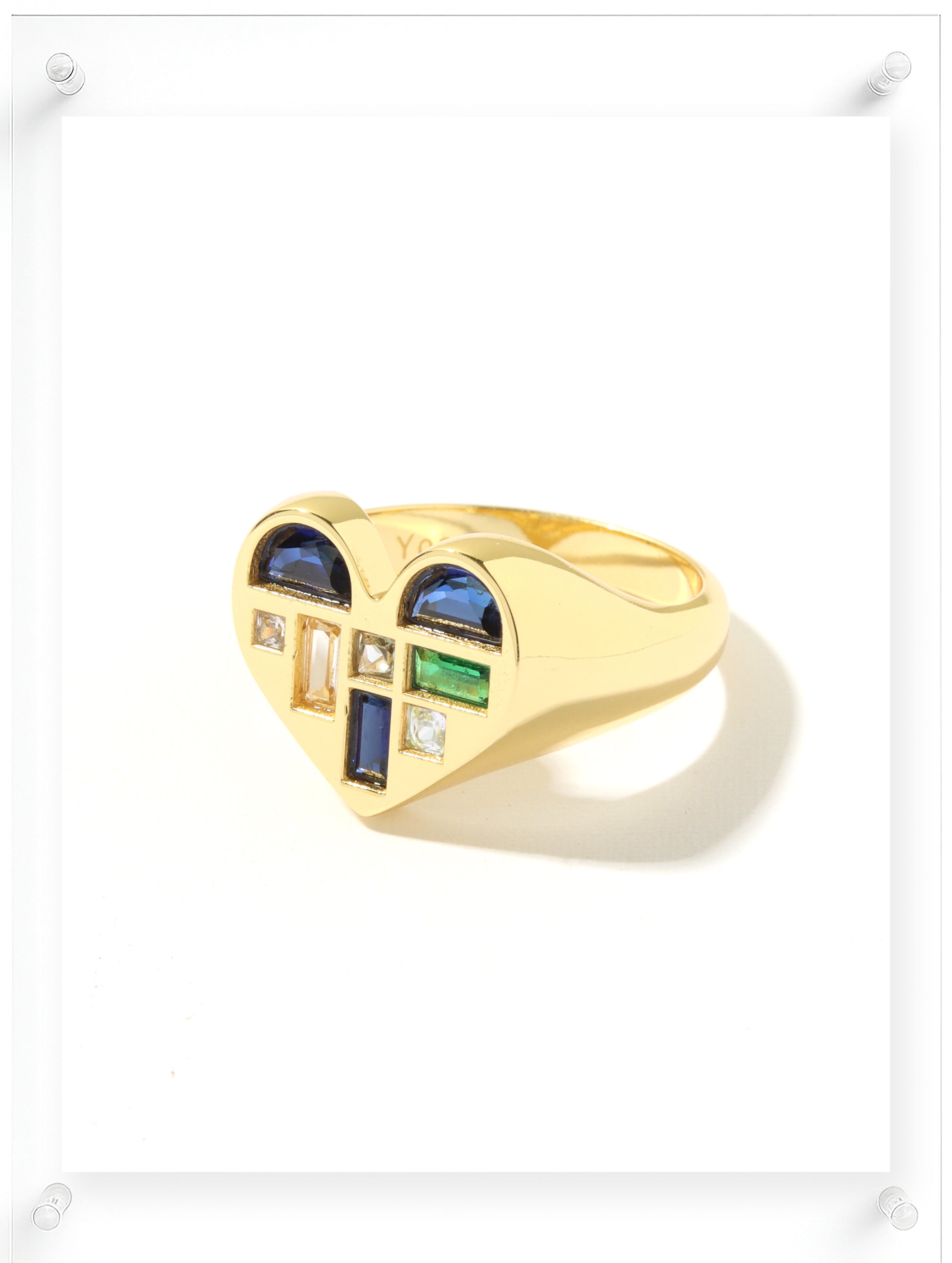 Poetic Heart Blue Sapphire Ring - 14k Plated Gold