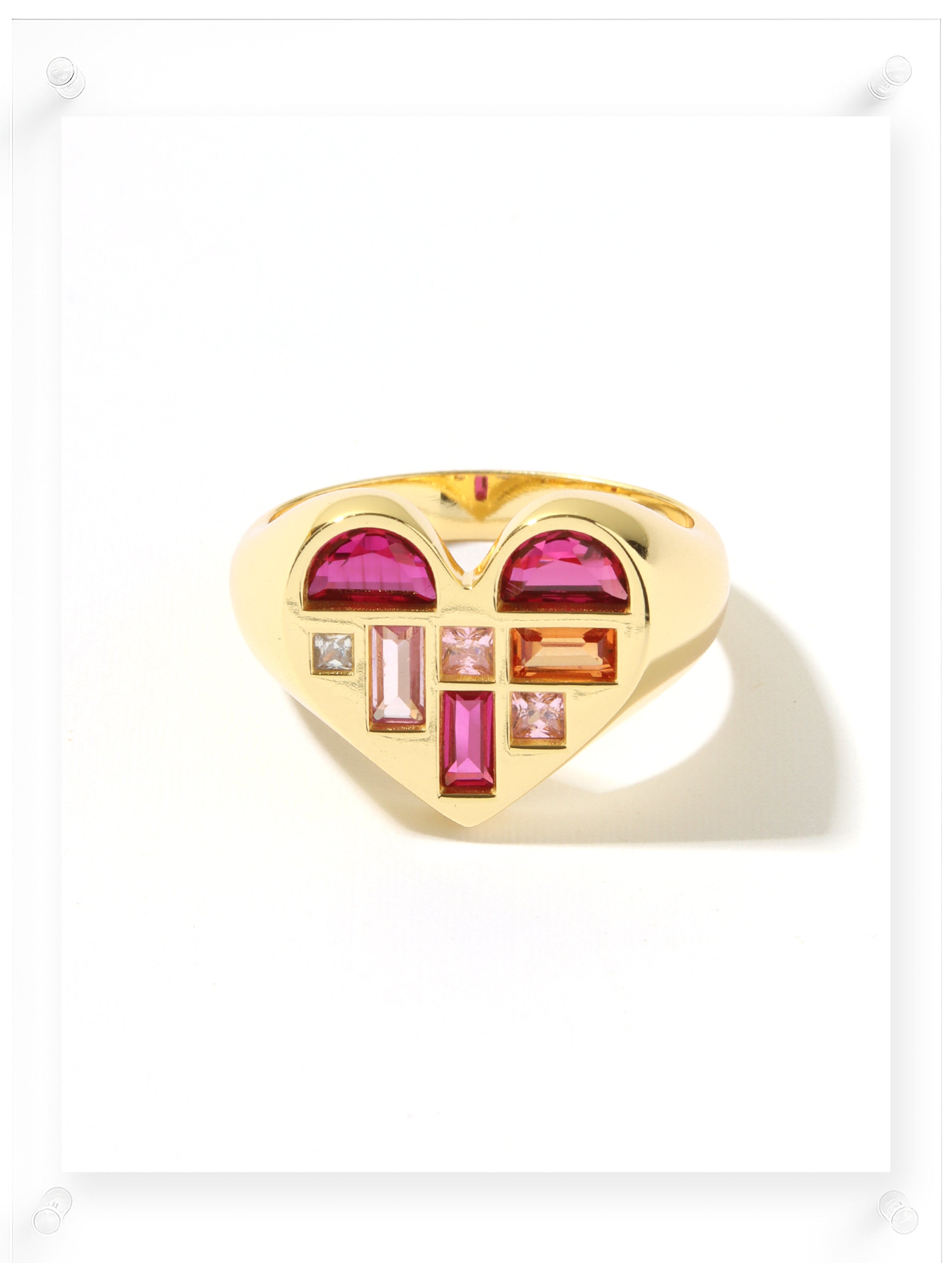 Poetic Heart Ruby Ring - 14k Plated Gold