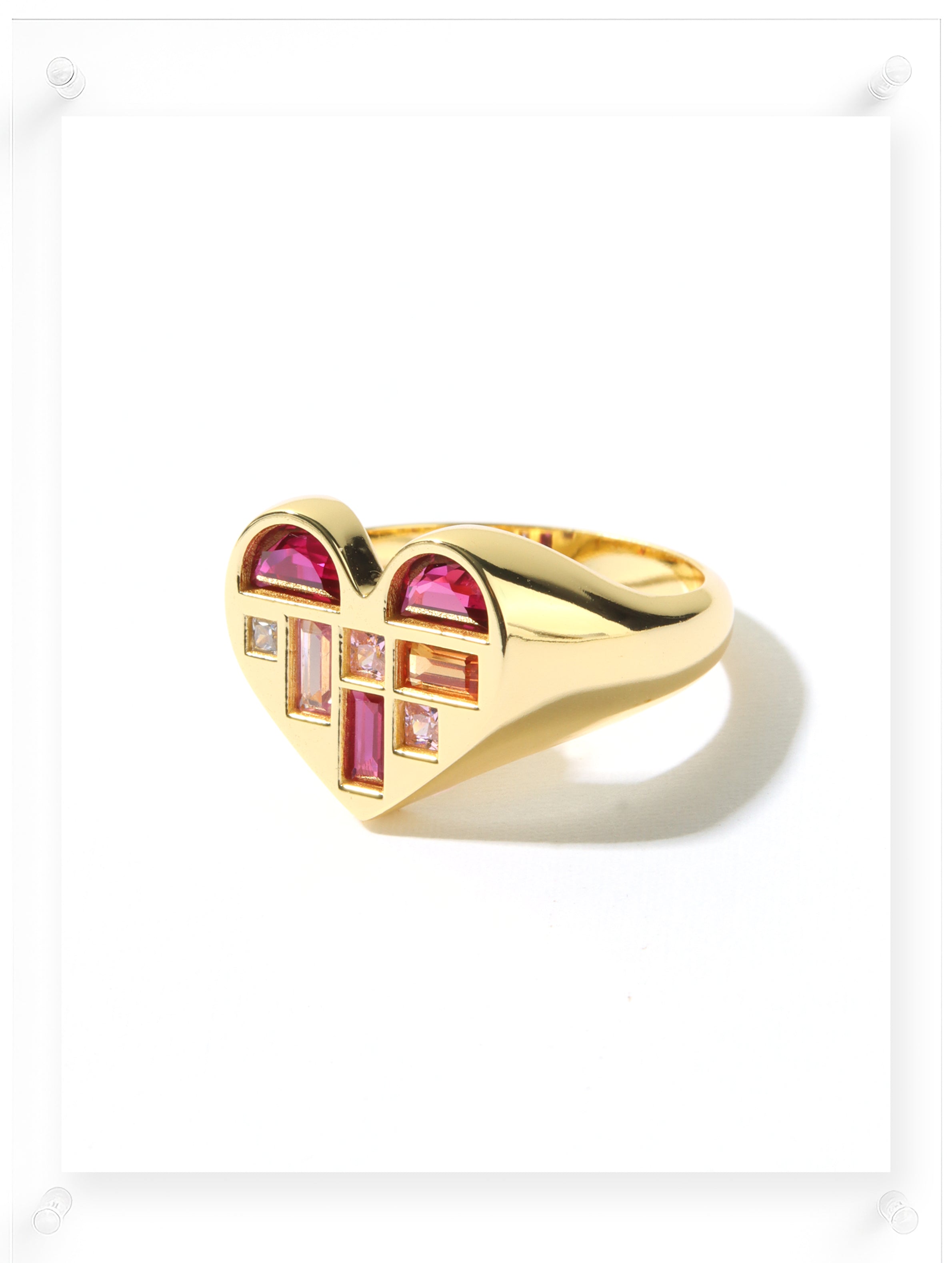 Poetic Heart Ruby Ring - 14k Plated Gold