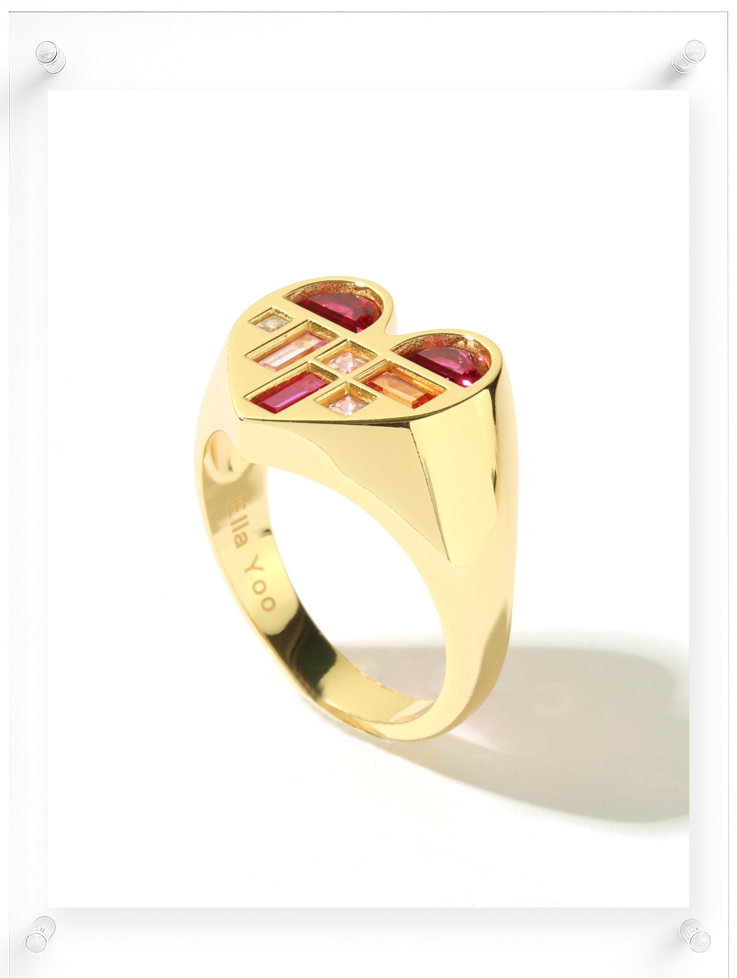 Poetic Heart Ruby Ring - 14k Plated Gold