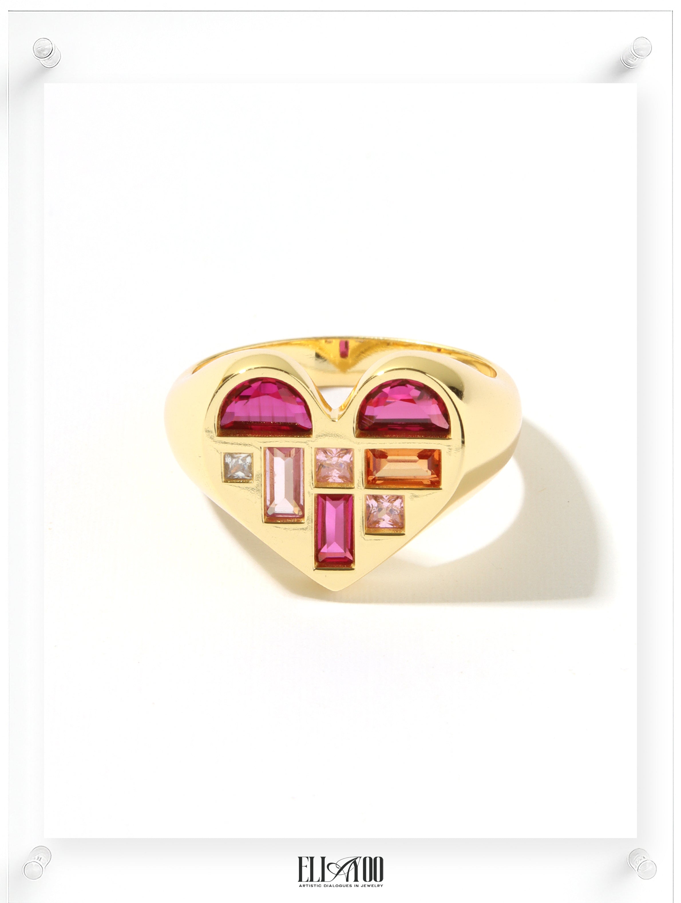 Poetic Heart Ruby Ring - 14k Plated Gold