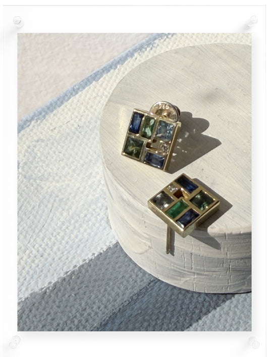 Poetic Mind Blue Sapphire Earring - 14k Solid Gold