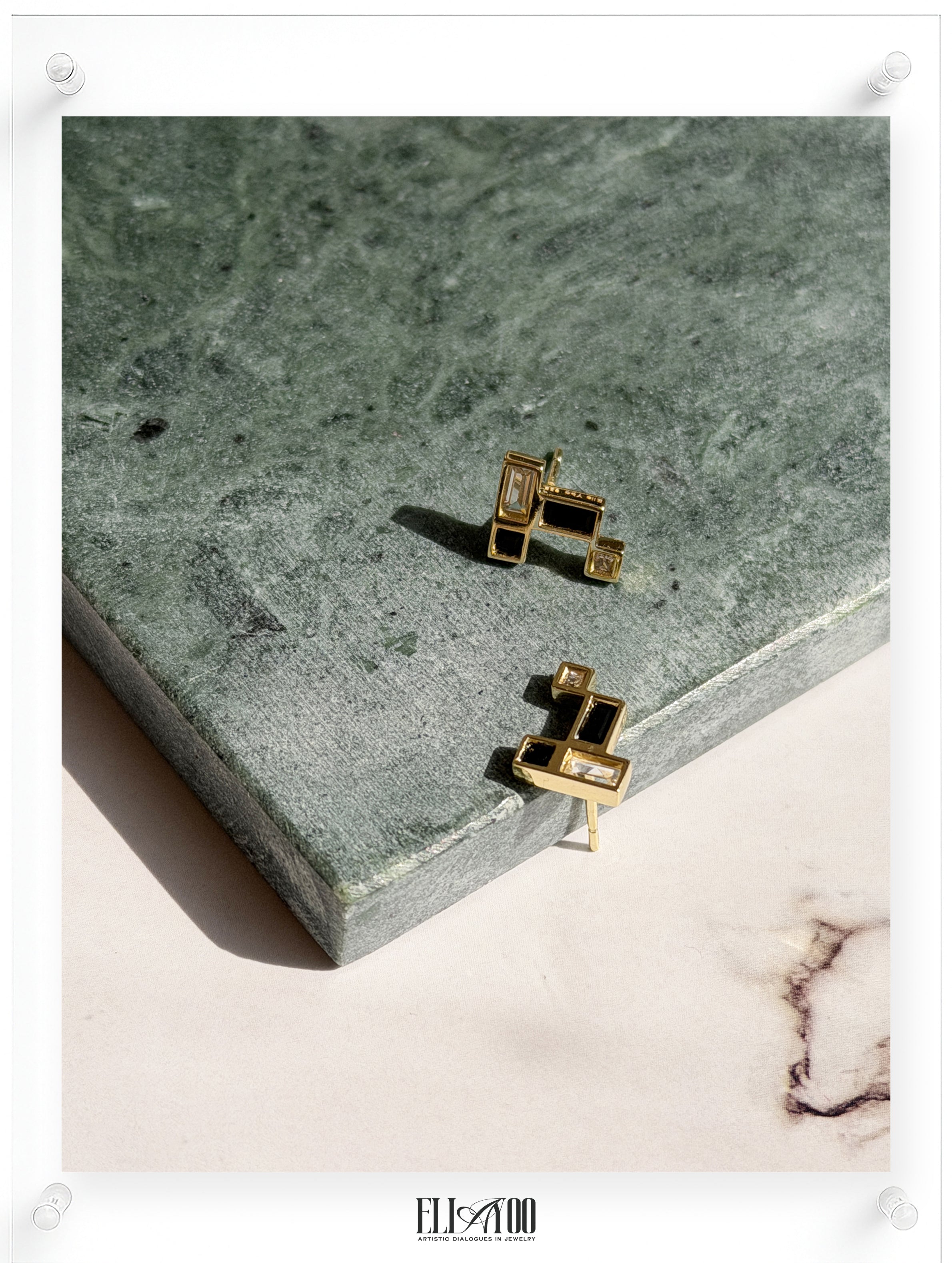 Gentle Mind Onyx Earring - 18k Plated Gold (Pair)