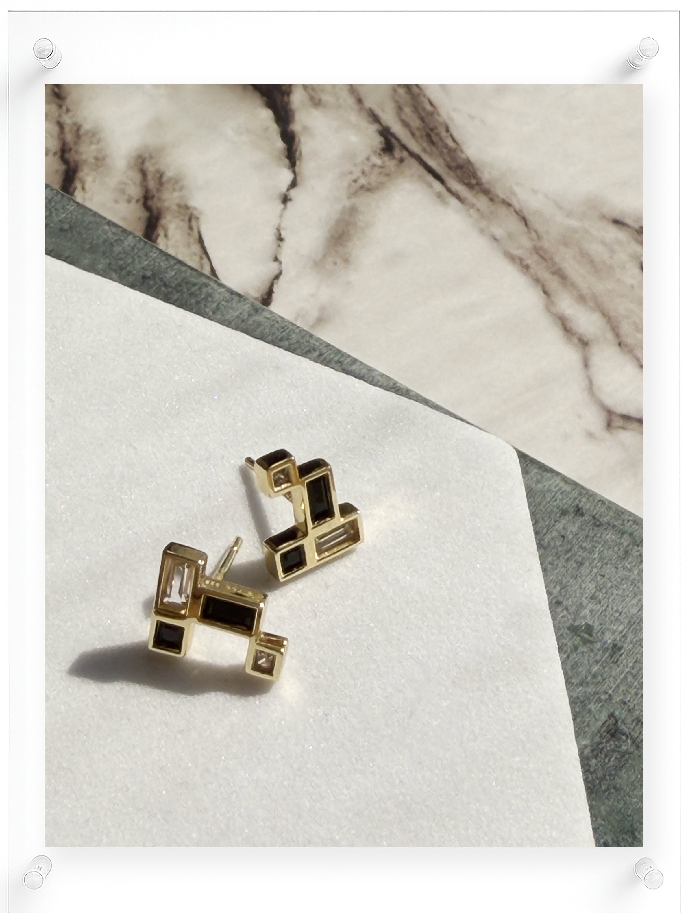 Gentle Mind Onyx Earring - 18k Plated Gold (Pair)