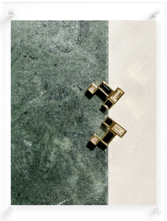 Gentle Mind Onyx Earring - 18k Plated Gold (Pair)