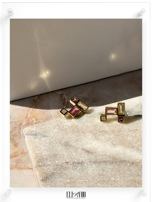 Gentle Mind Pink Sapphire Earring - 18k Plated Gold (Pair)