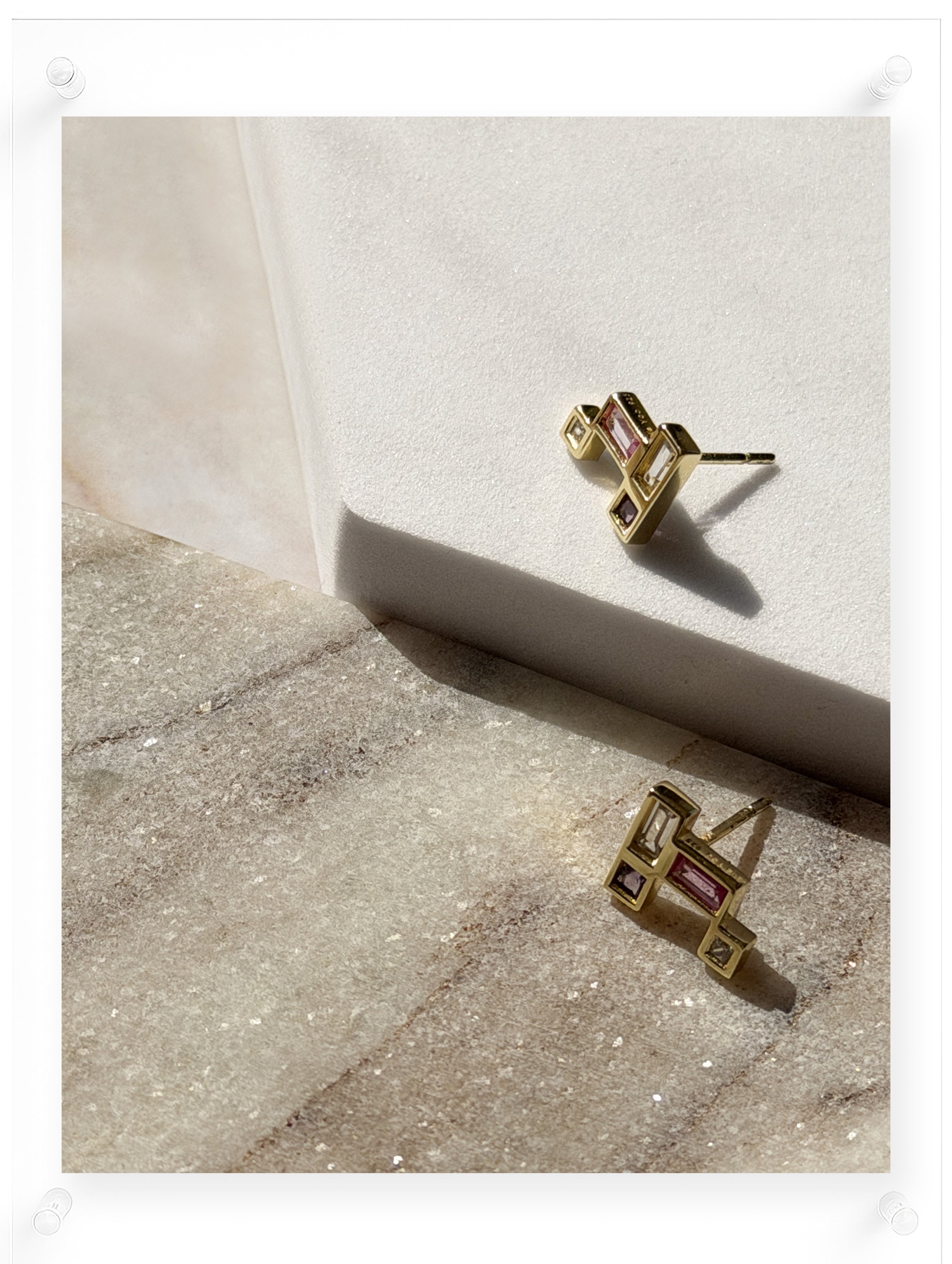 Gentle Mind Pink Sapphire Earring - 18k Plated Gold (Pair)