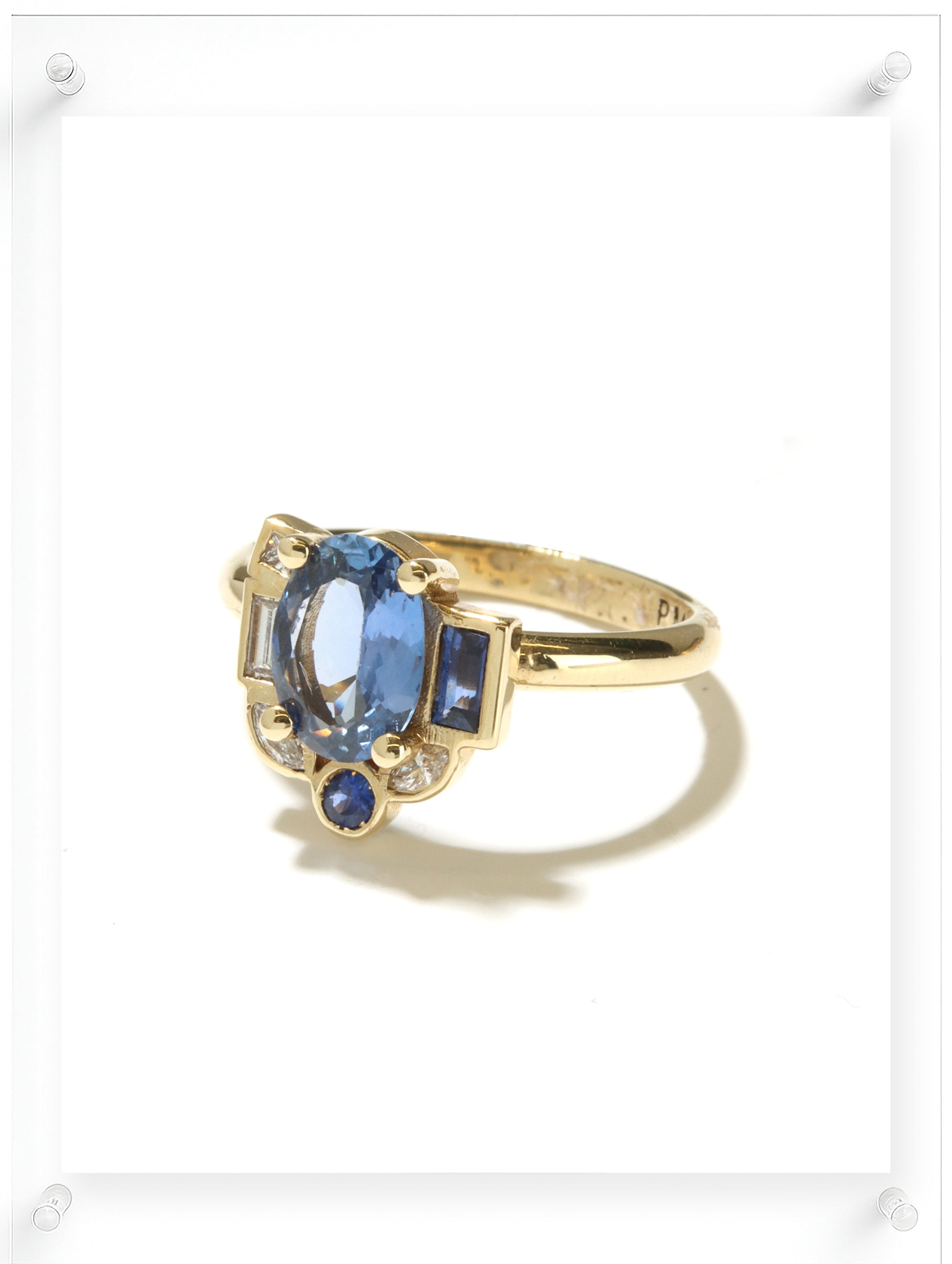 Bauhaus Asymmetry Blue Sapphire Ring