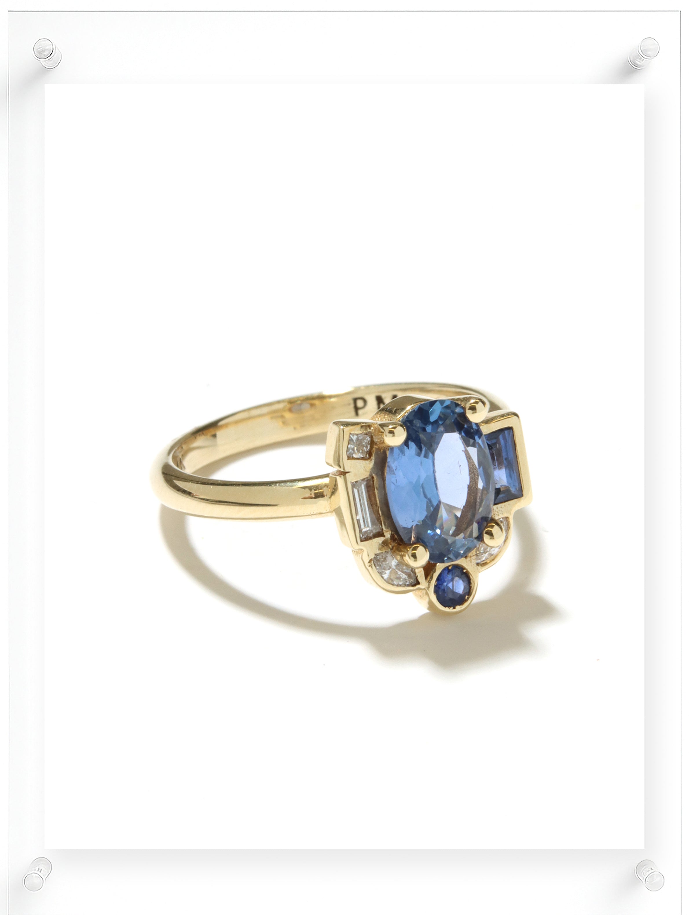 Bauhaus Asymmetry Blue Sapphire Ring