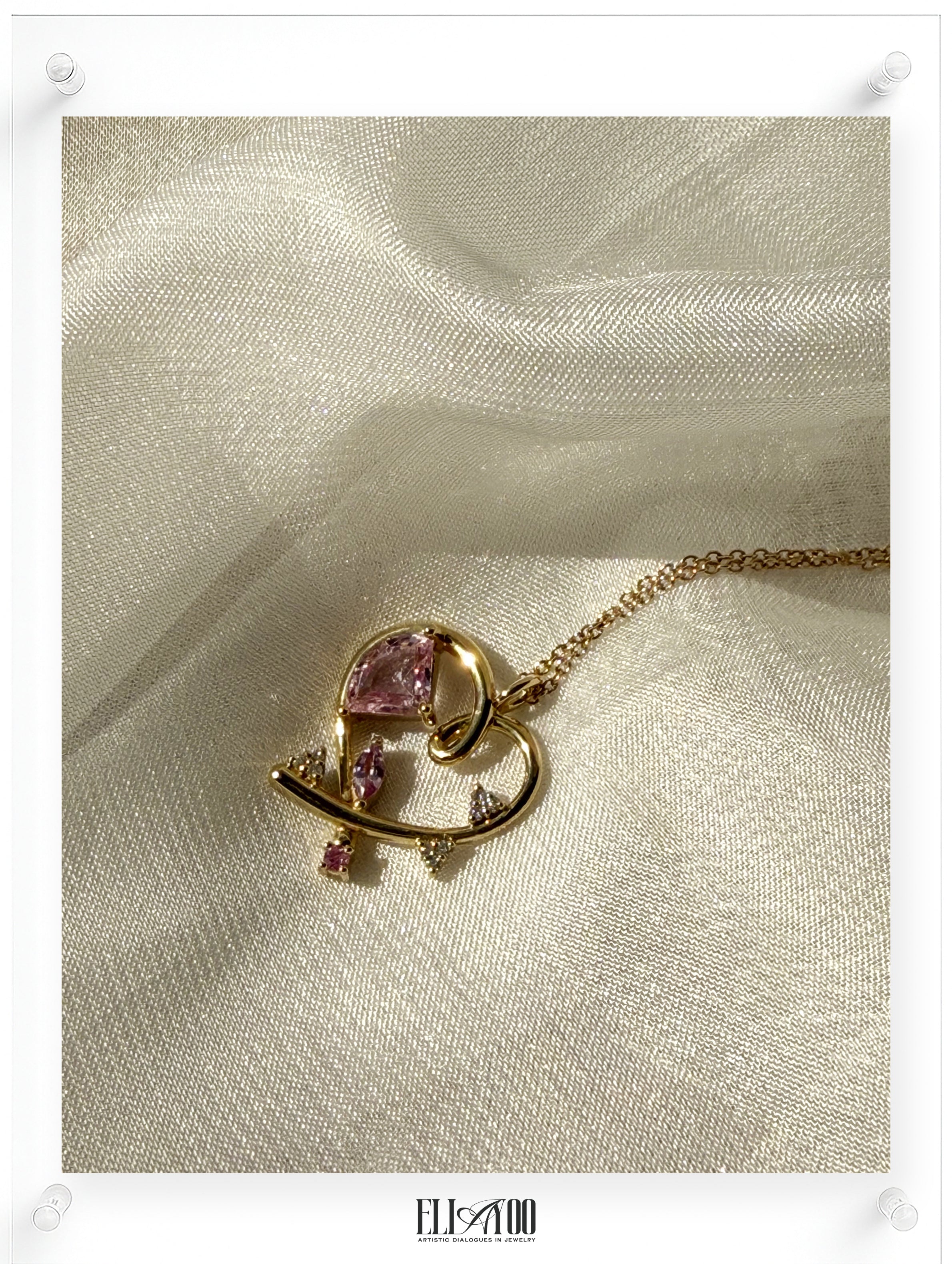 Bauhaus Heart Necklace - Pink Sapphire
