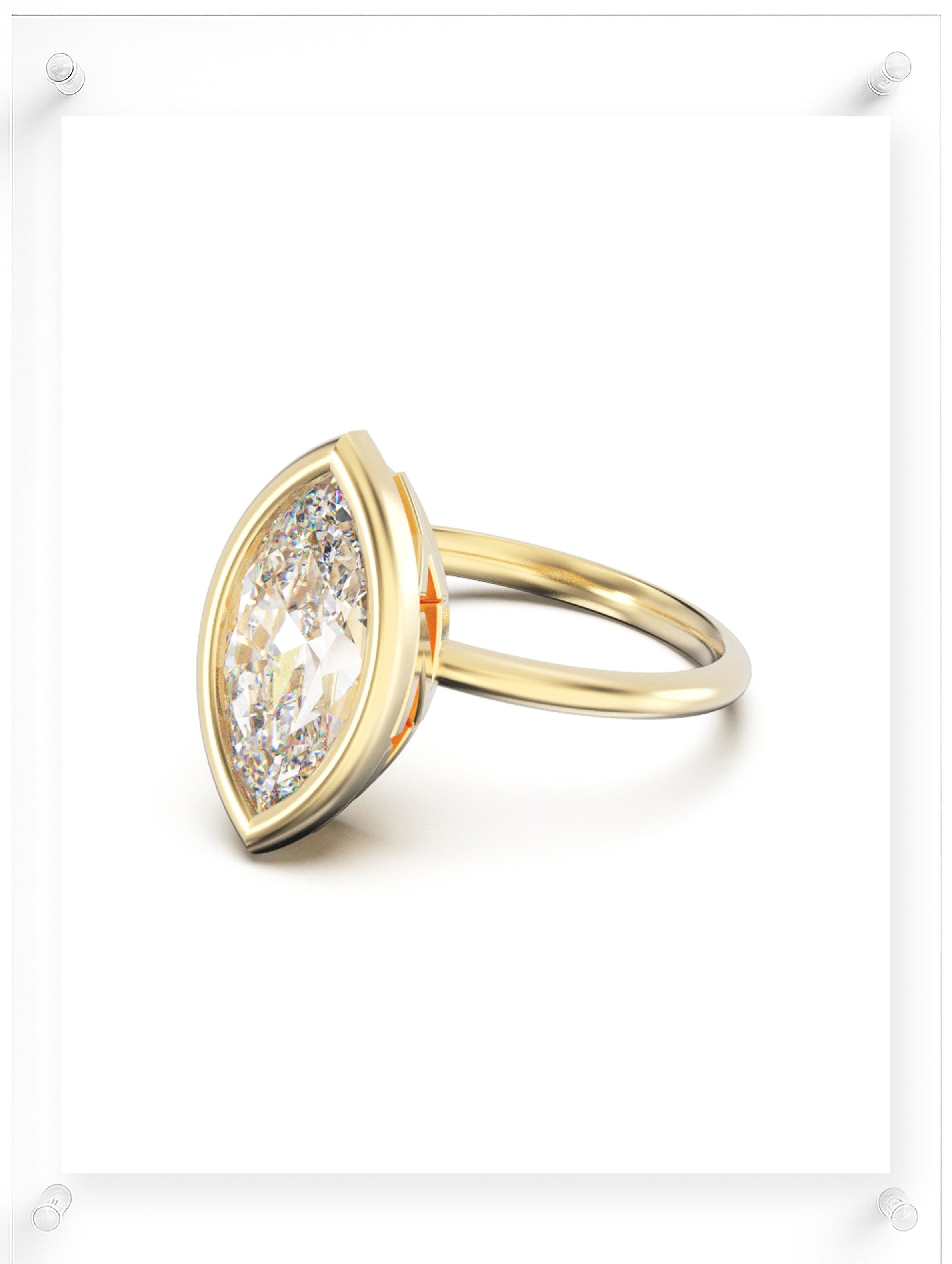 YNB Marquise Diamond & Moissanite Bezel Ring