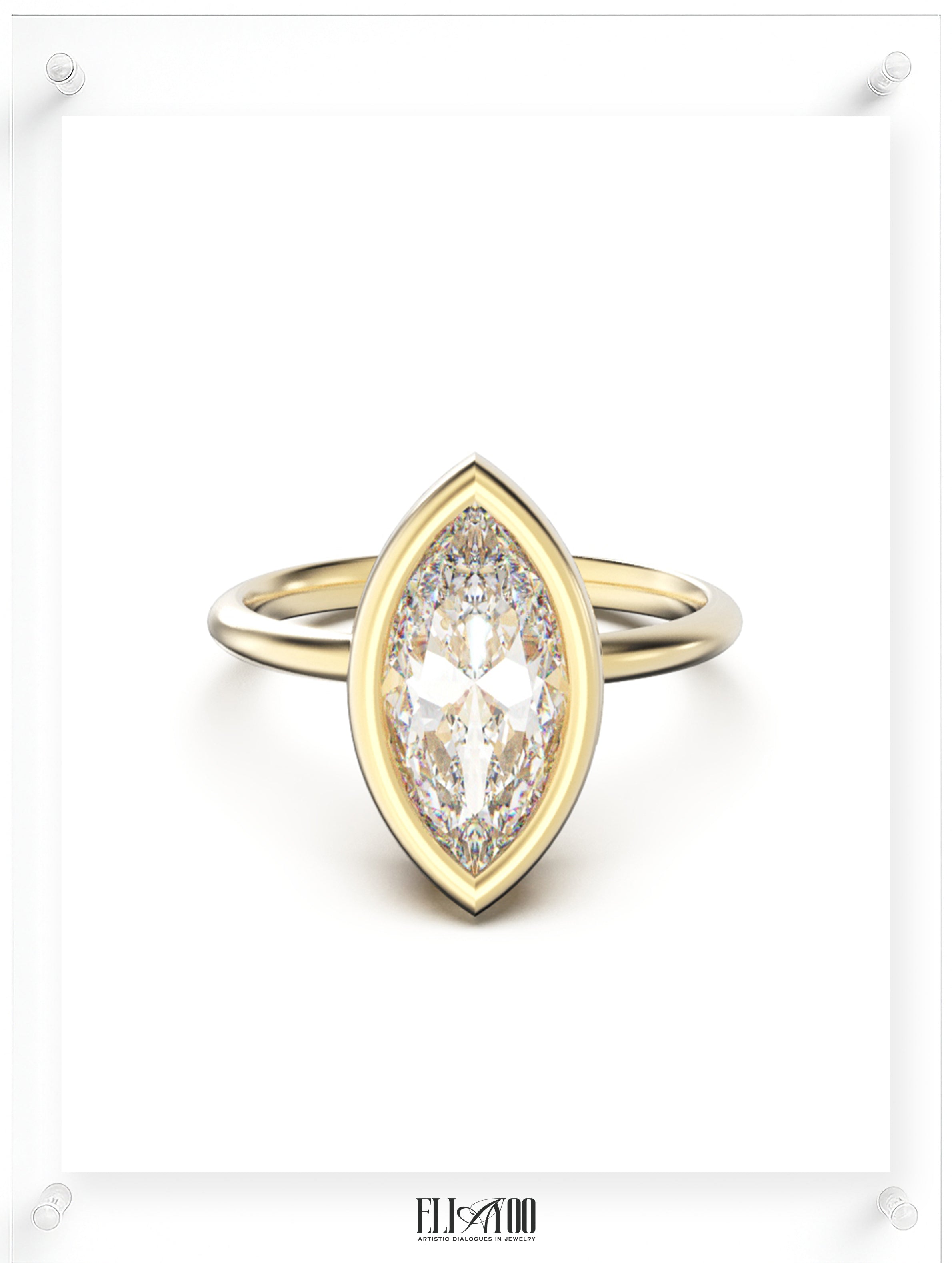 YNB Marquise Diamond & Moissanite Bezel Ring