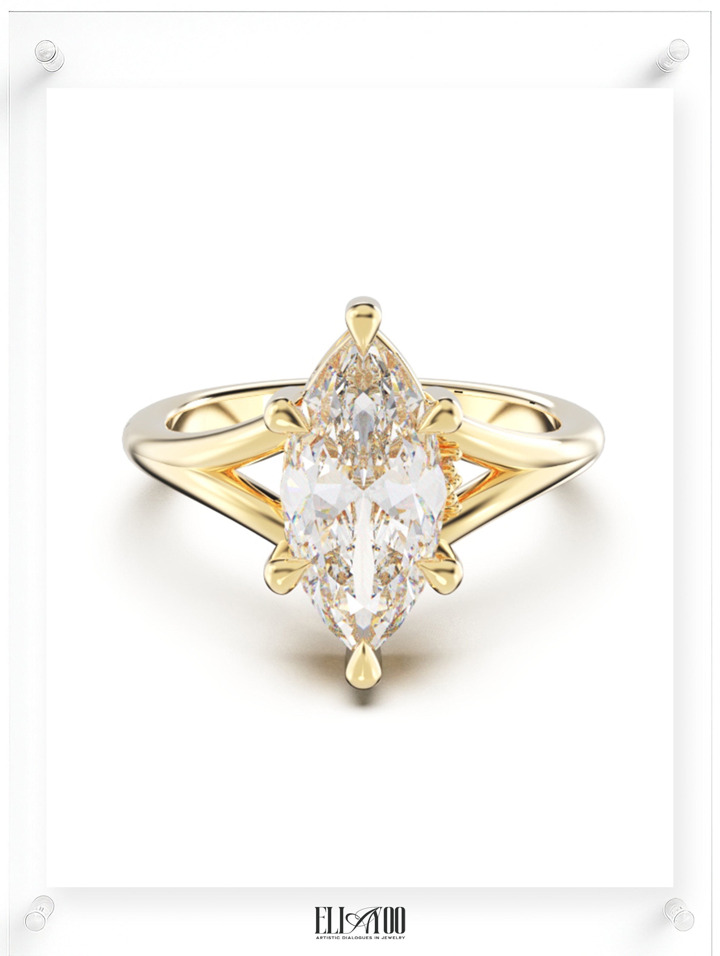 YNB Marquise Diamond & Moissanite Ring