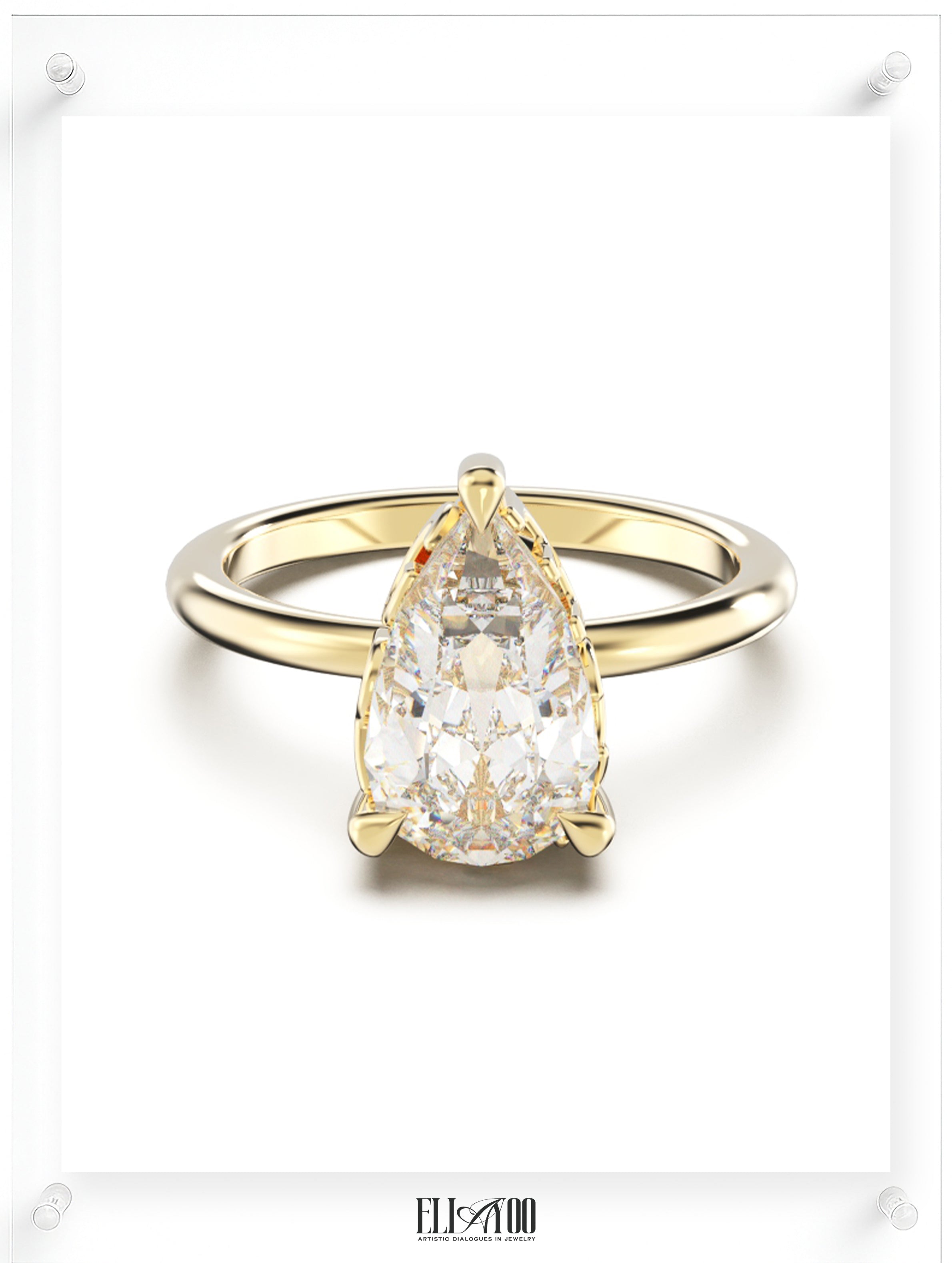 YNB Pear Diamond & Moissanite Ring