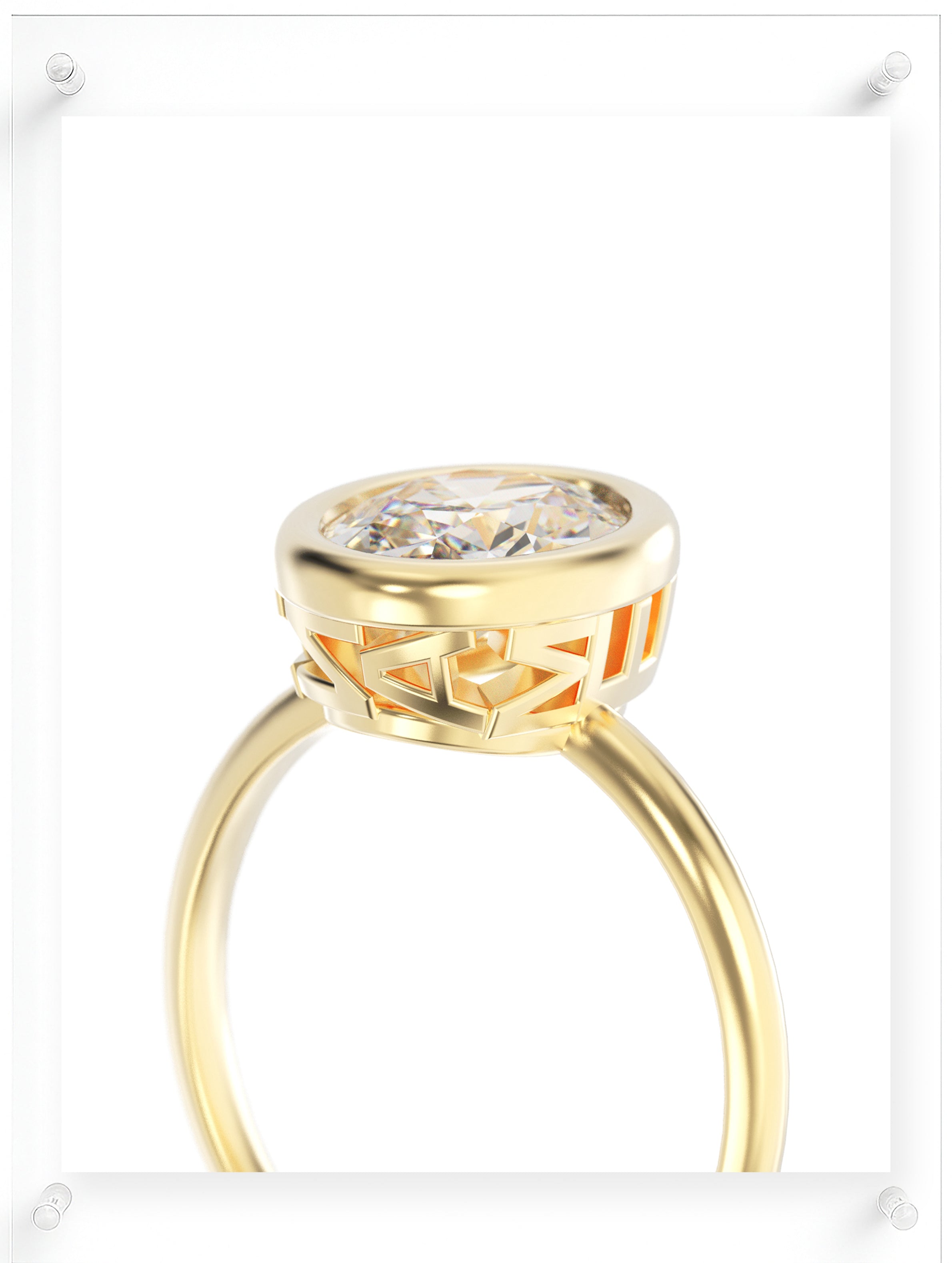 YNB Oval Diamond & Moissanite Bezel Ring